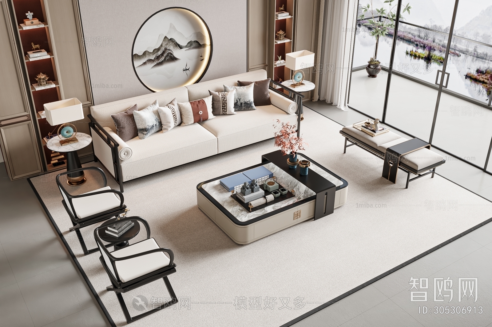 New Chinese Style Chinese Style Sofa Combination