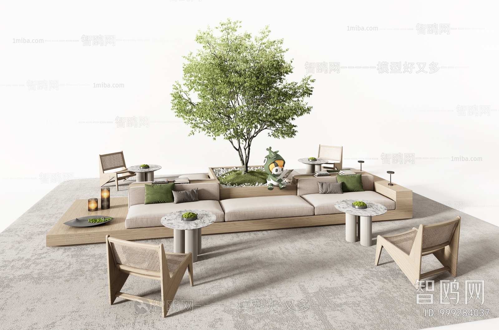 现代户外沙发茶几组合3D模型下载