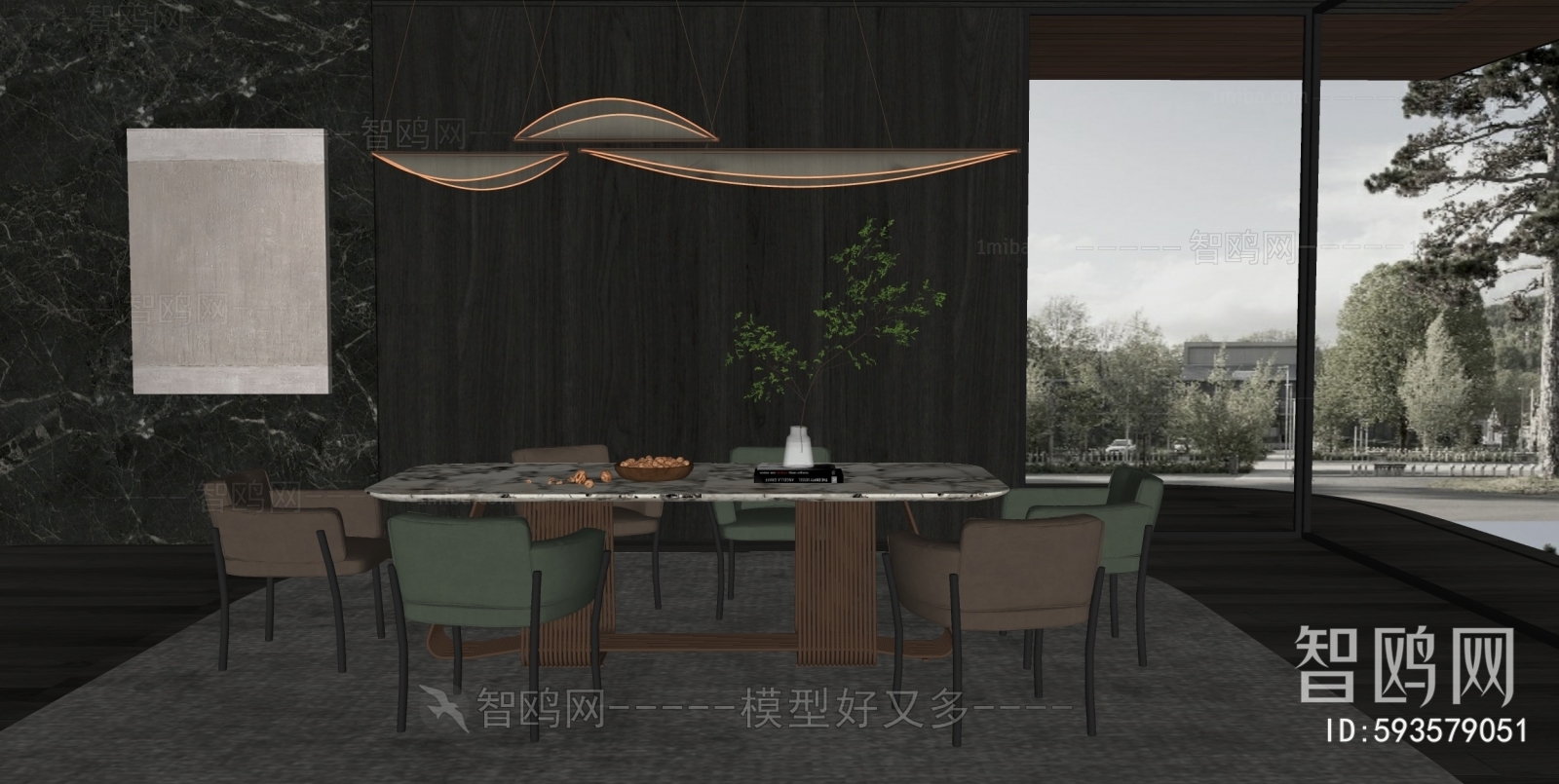 Minotti米洛提现代餐厅3D模型下载