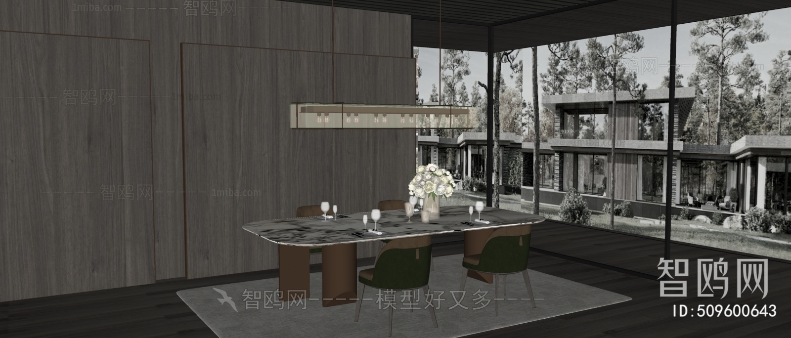 Minotti米洛提现代餐厅3D模型下载