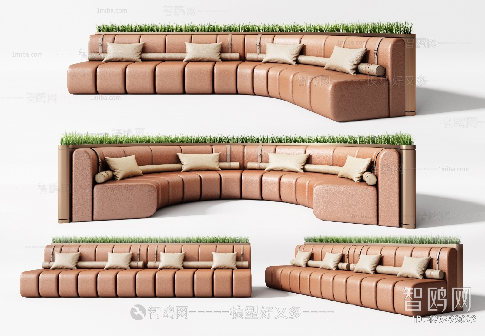 现代弧形沙发卡座组合