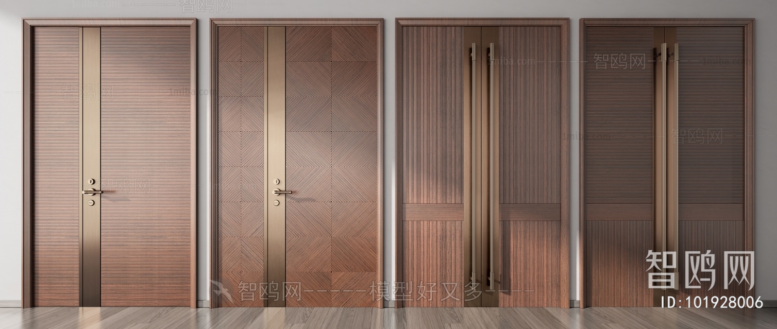Modern New Chinese Style Unequal Double Door