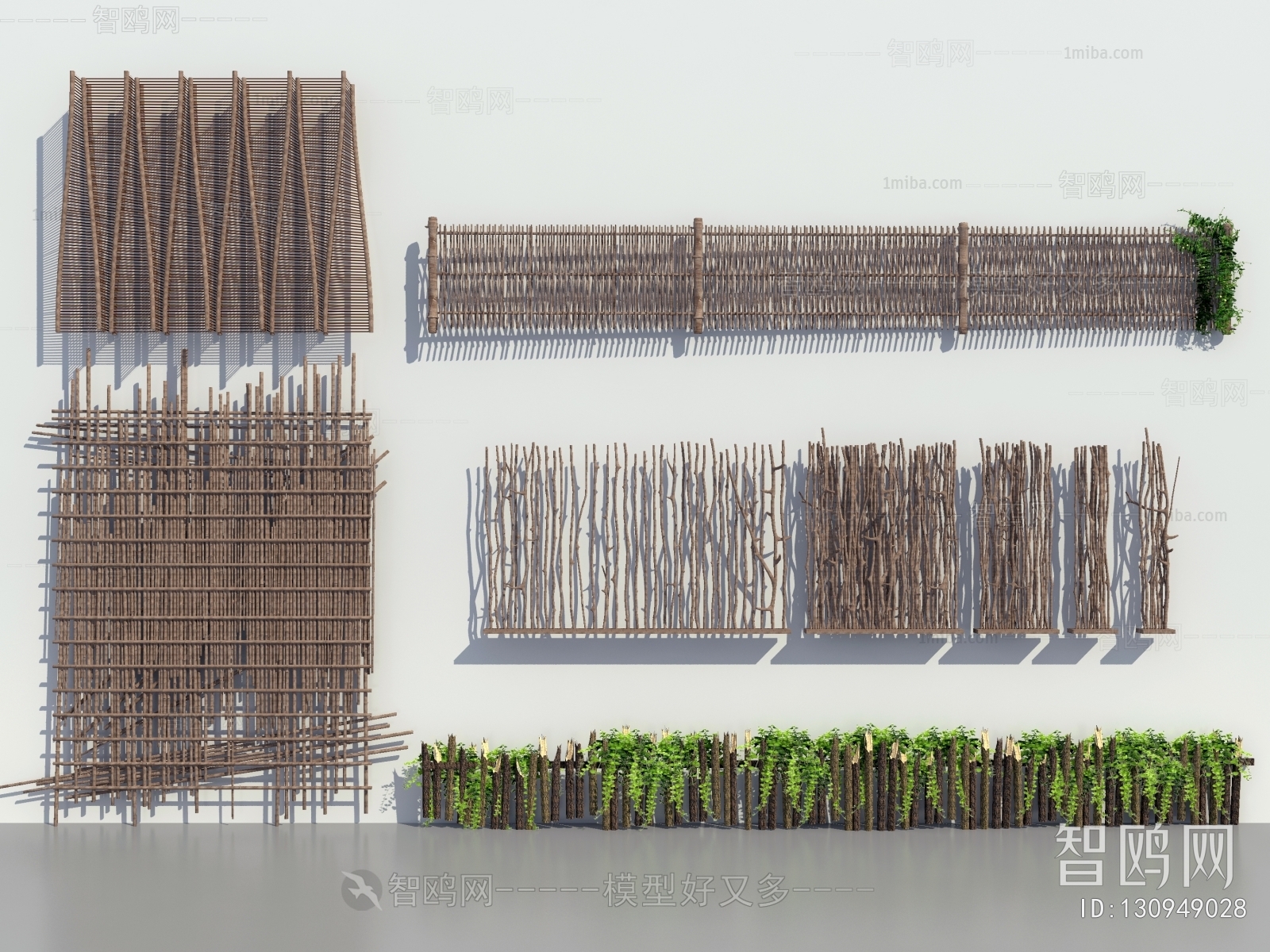 现代竹木篱笆 栏杆
