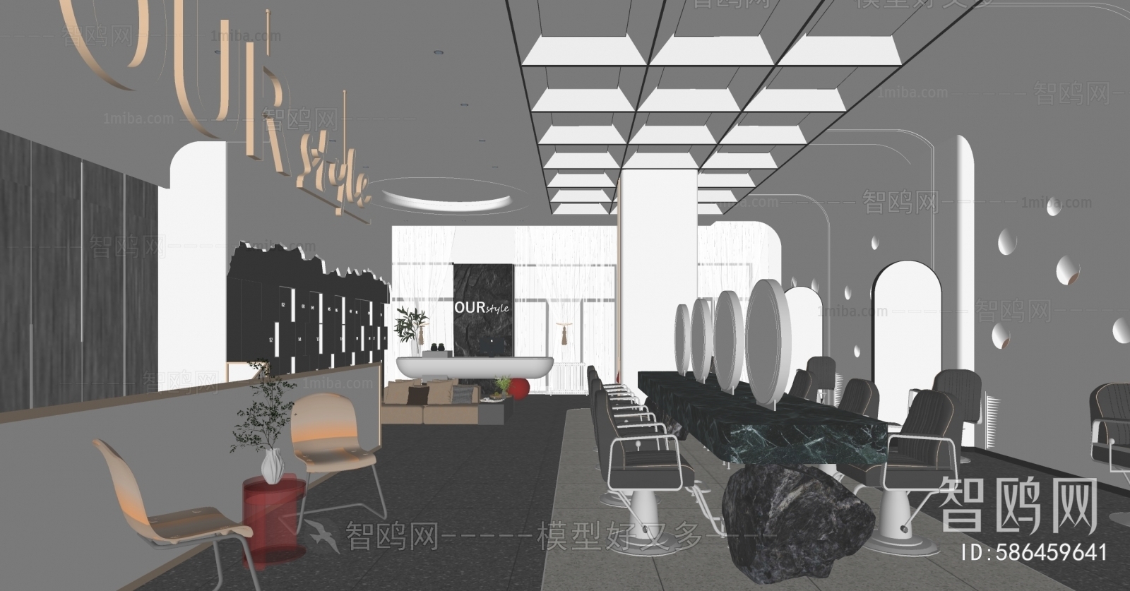 2774 Barbershop Sketchup Model Free Download