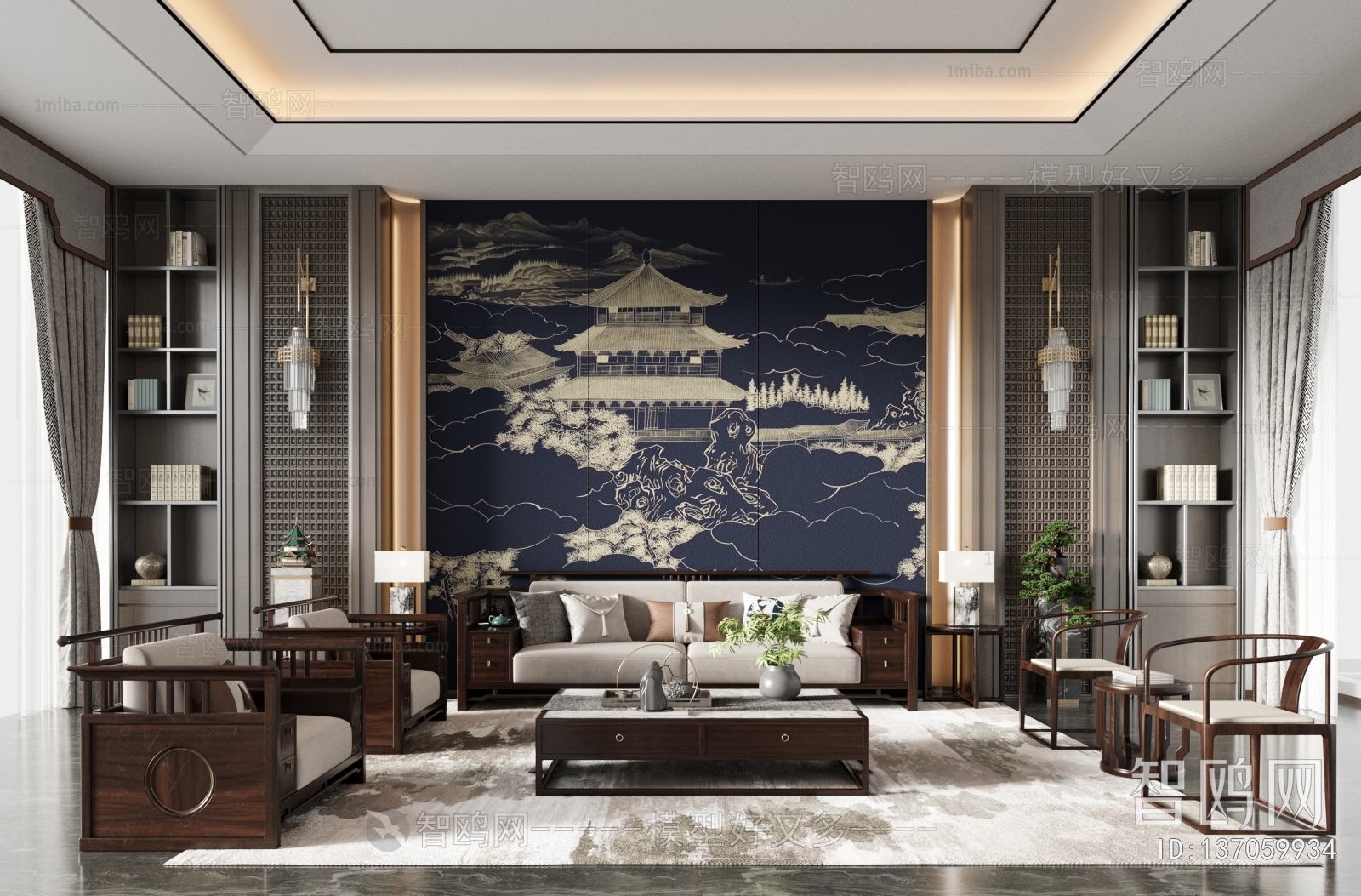 New Chinese Style A Living Room