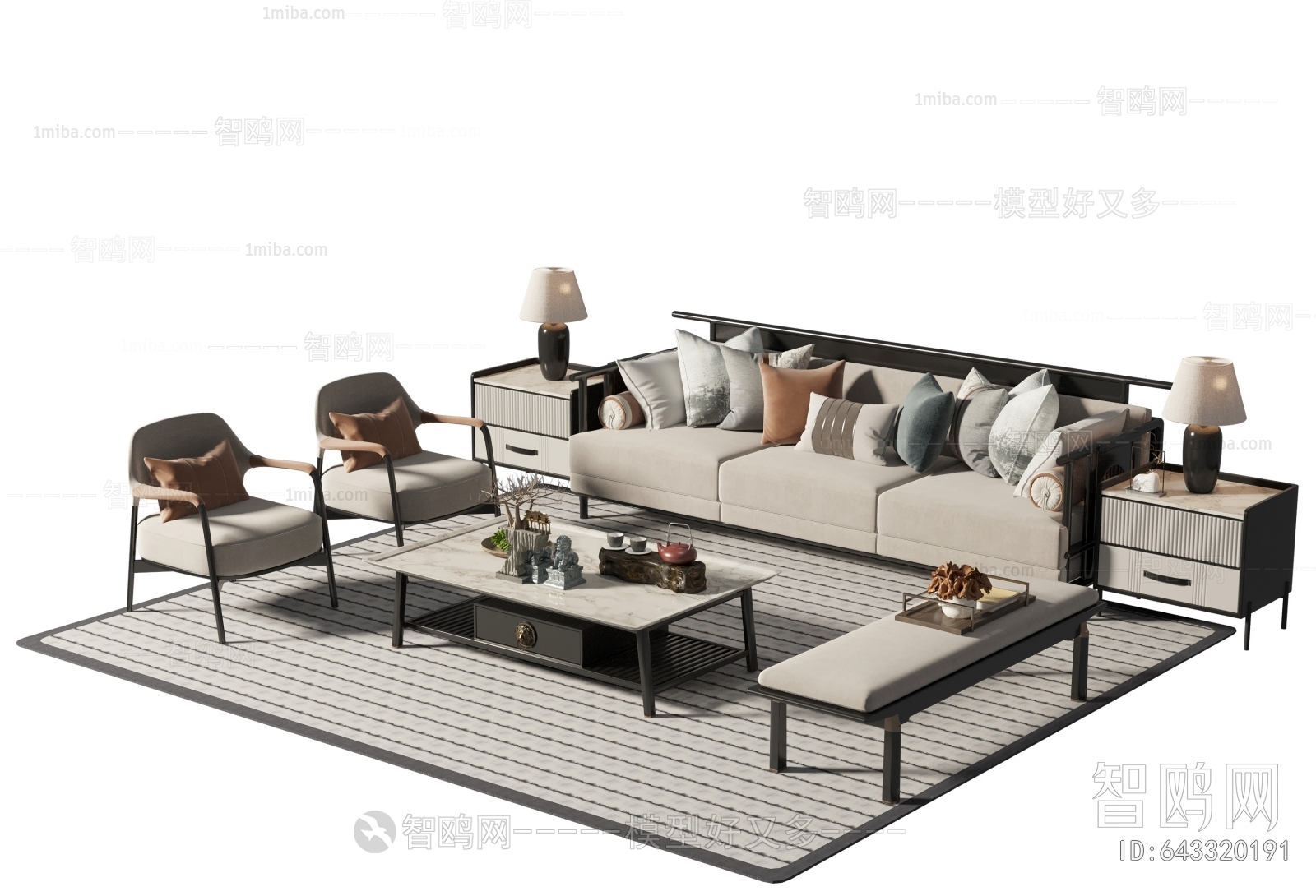 New Chinese Style Sofa Combination