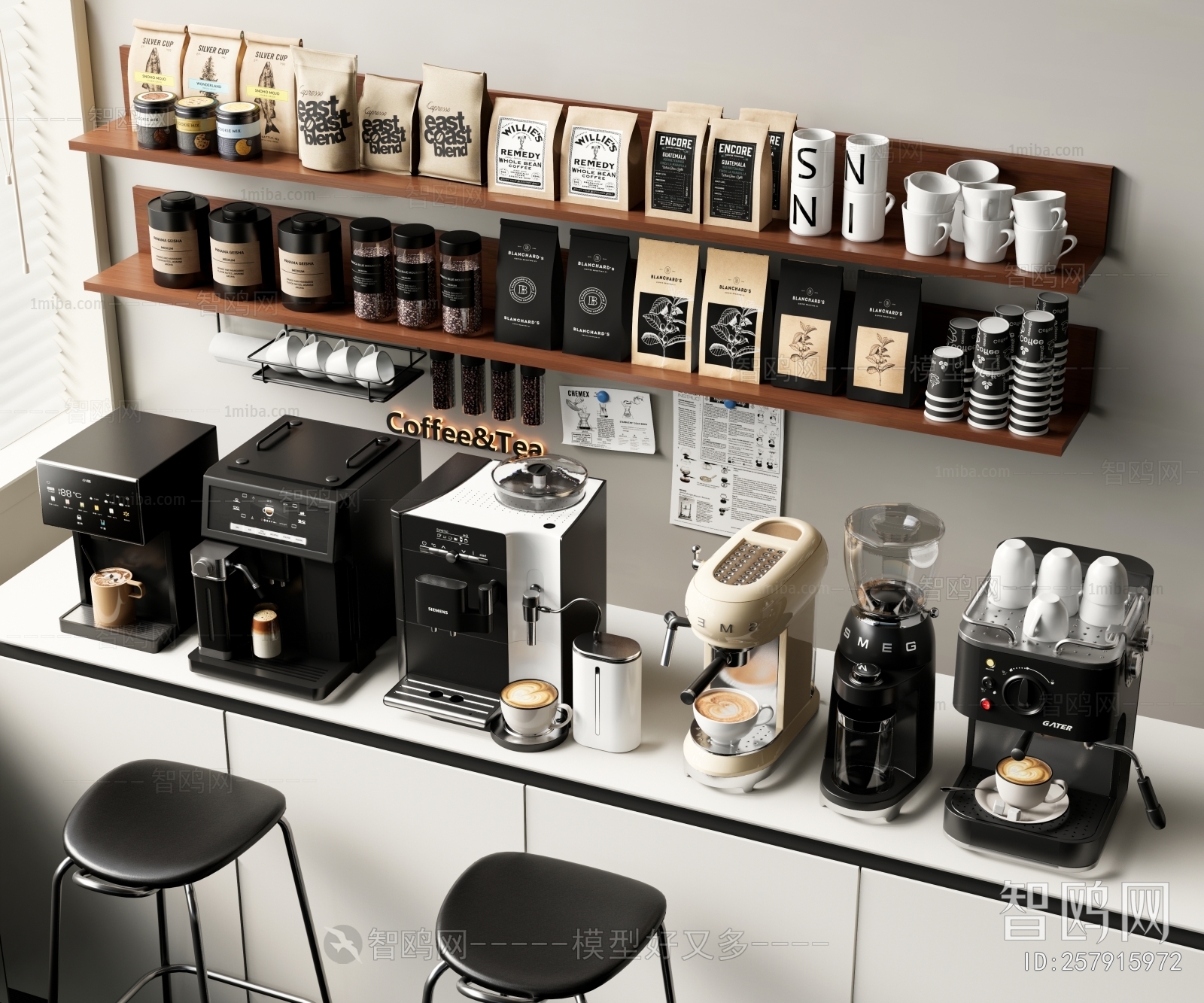 现代咖啡机、磨豆机