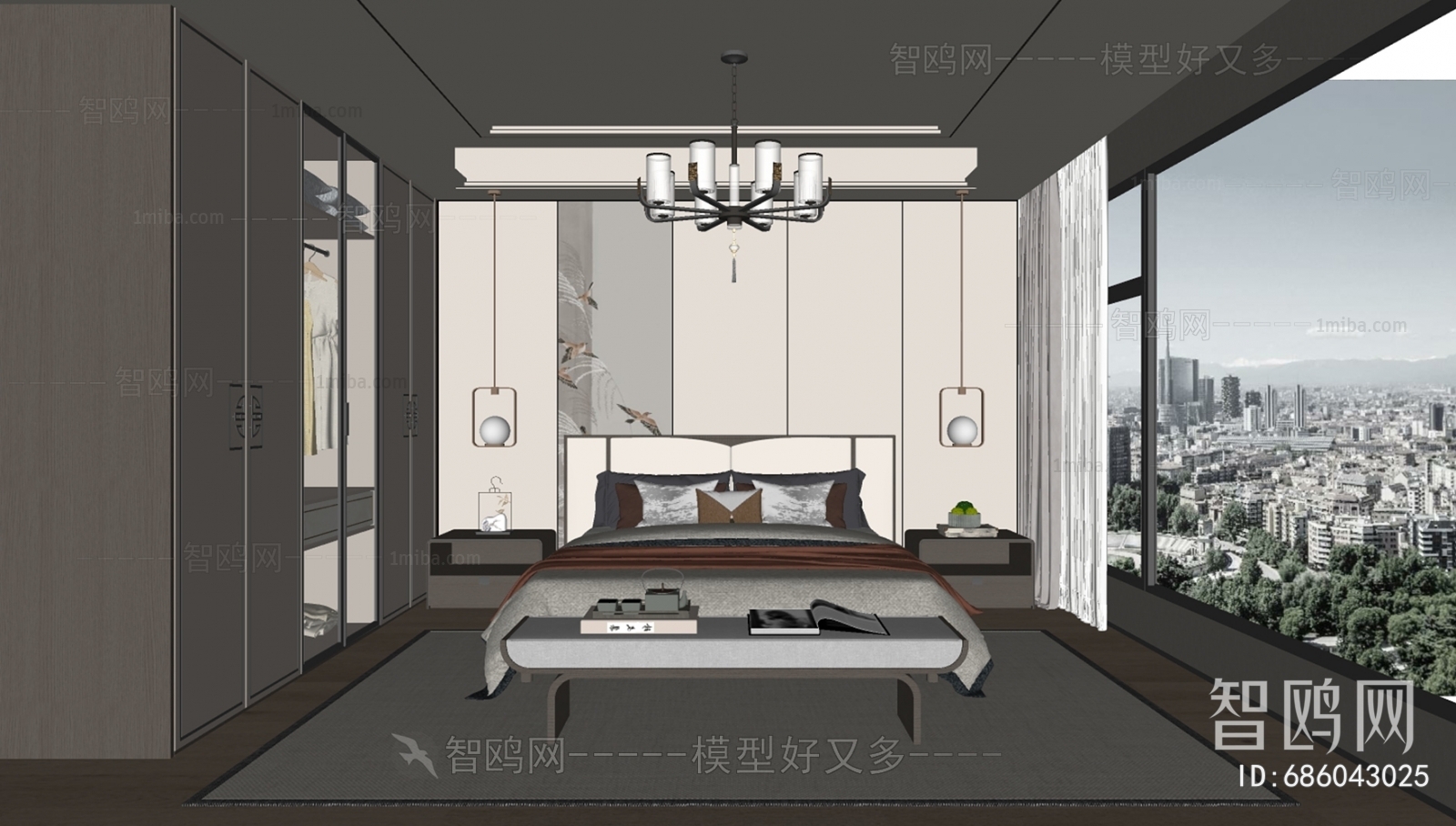 New Chinese Style Bedroom