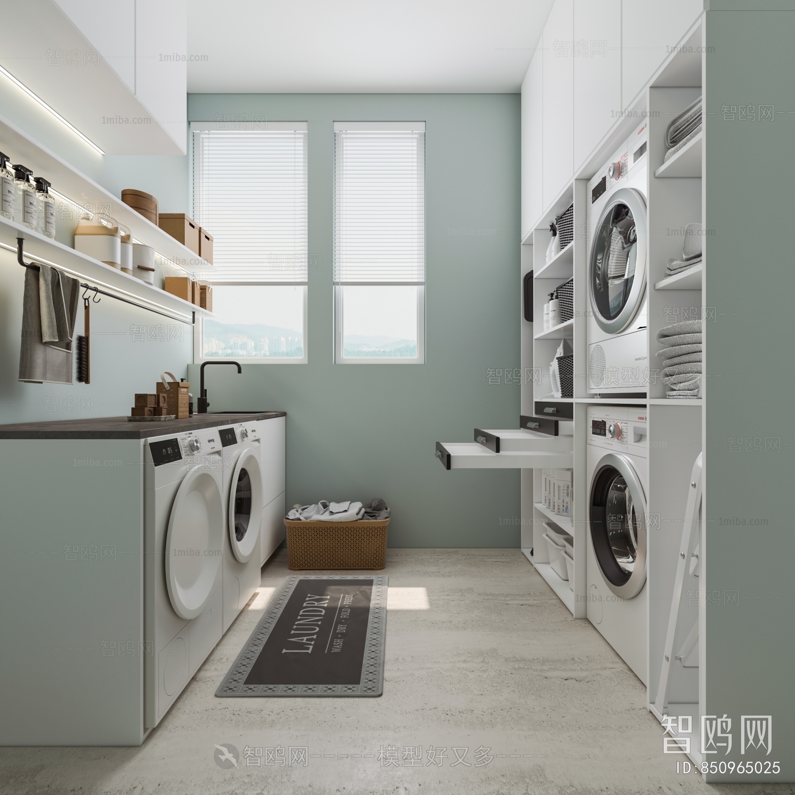 现代洗衣房3D模型下载