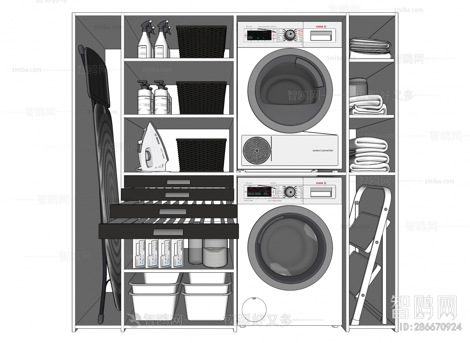 现代洗衣机柜