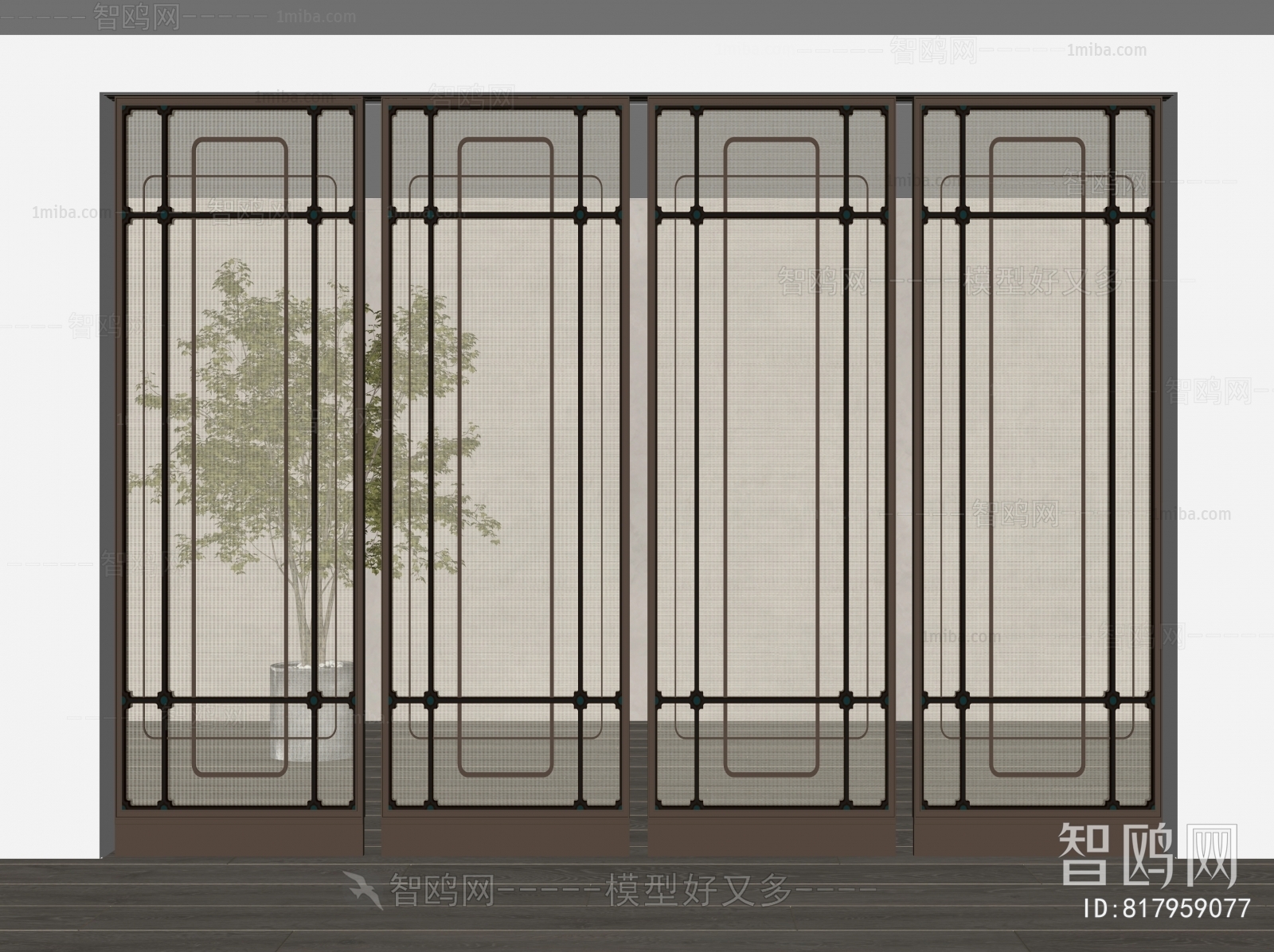 New Chinese Style Glass Screen Partition