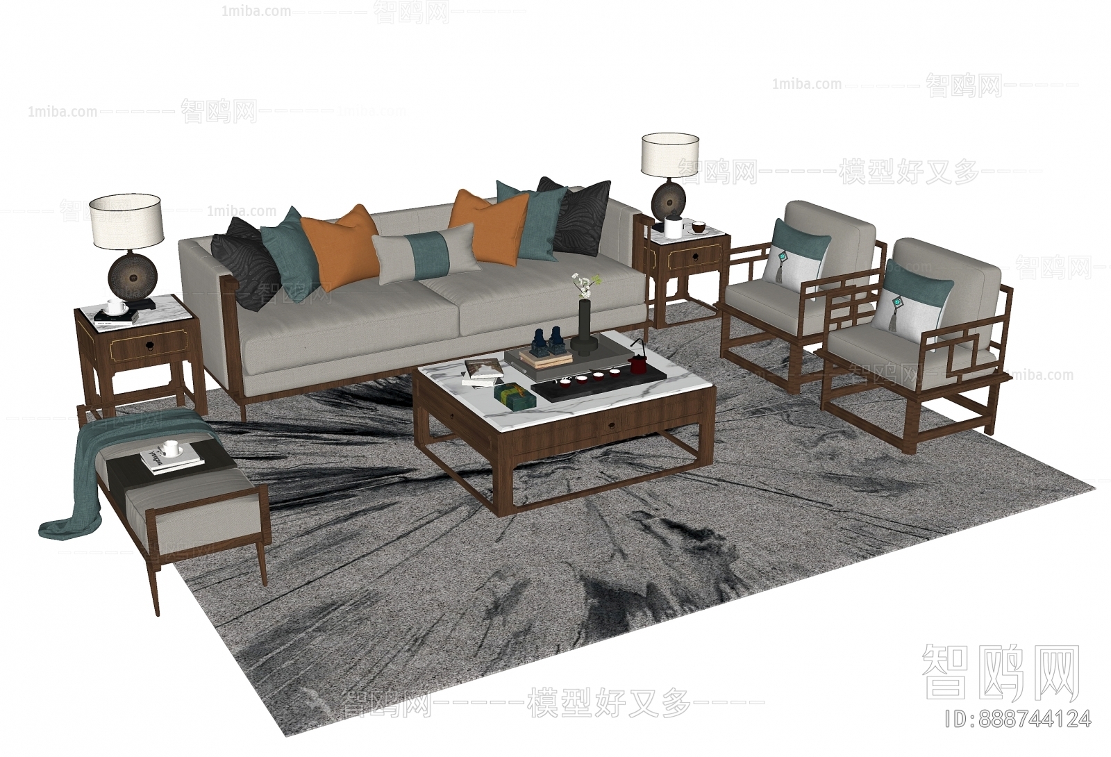 New Chinese Style Sofa Combination