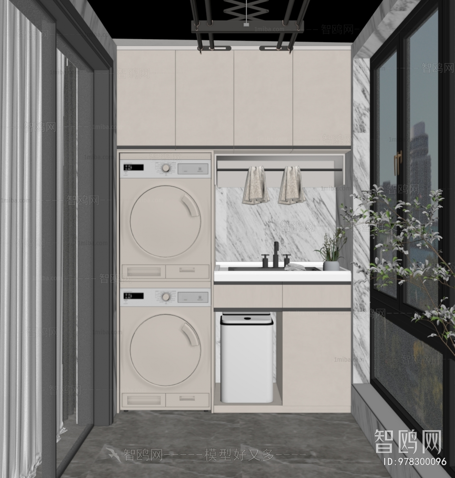 Modern Balcony Laundry Room