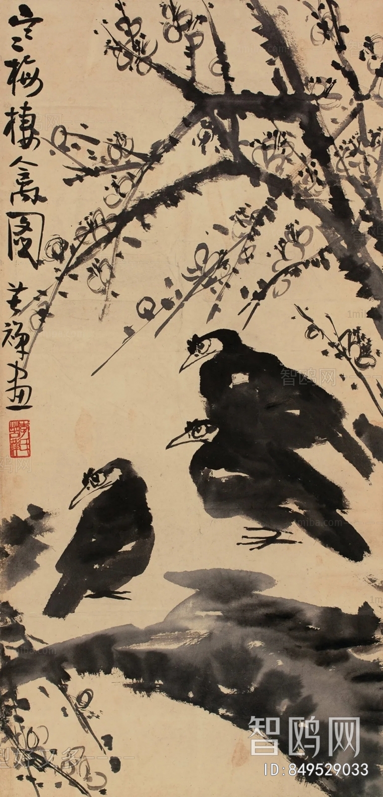 中式写意国画鸟挂画