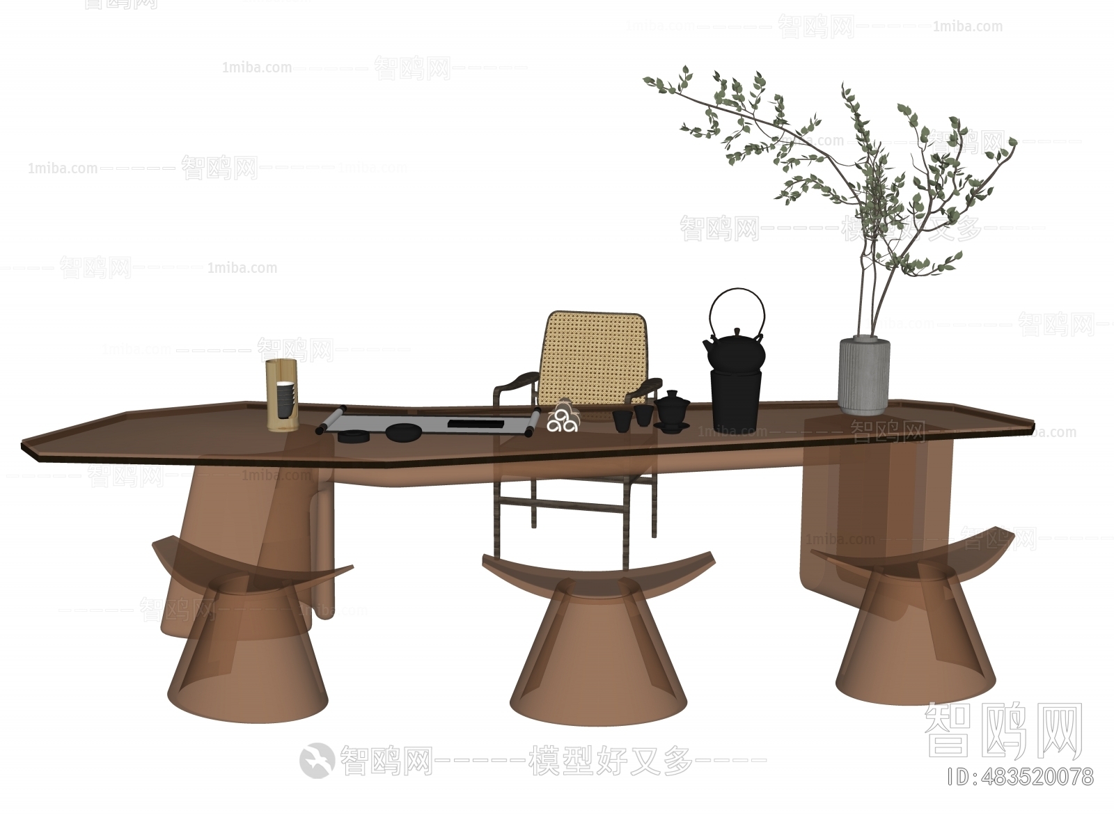现代亚克力茶桌椅坐凳组合