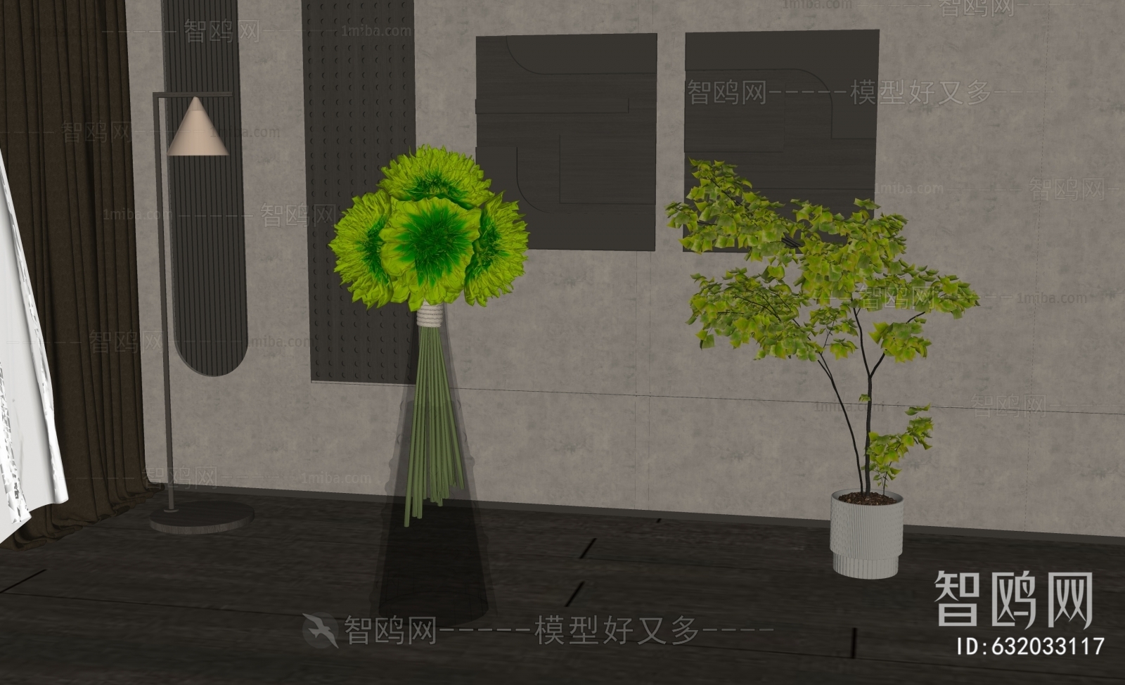 Modern Potted Green Plant