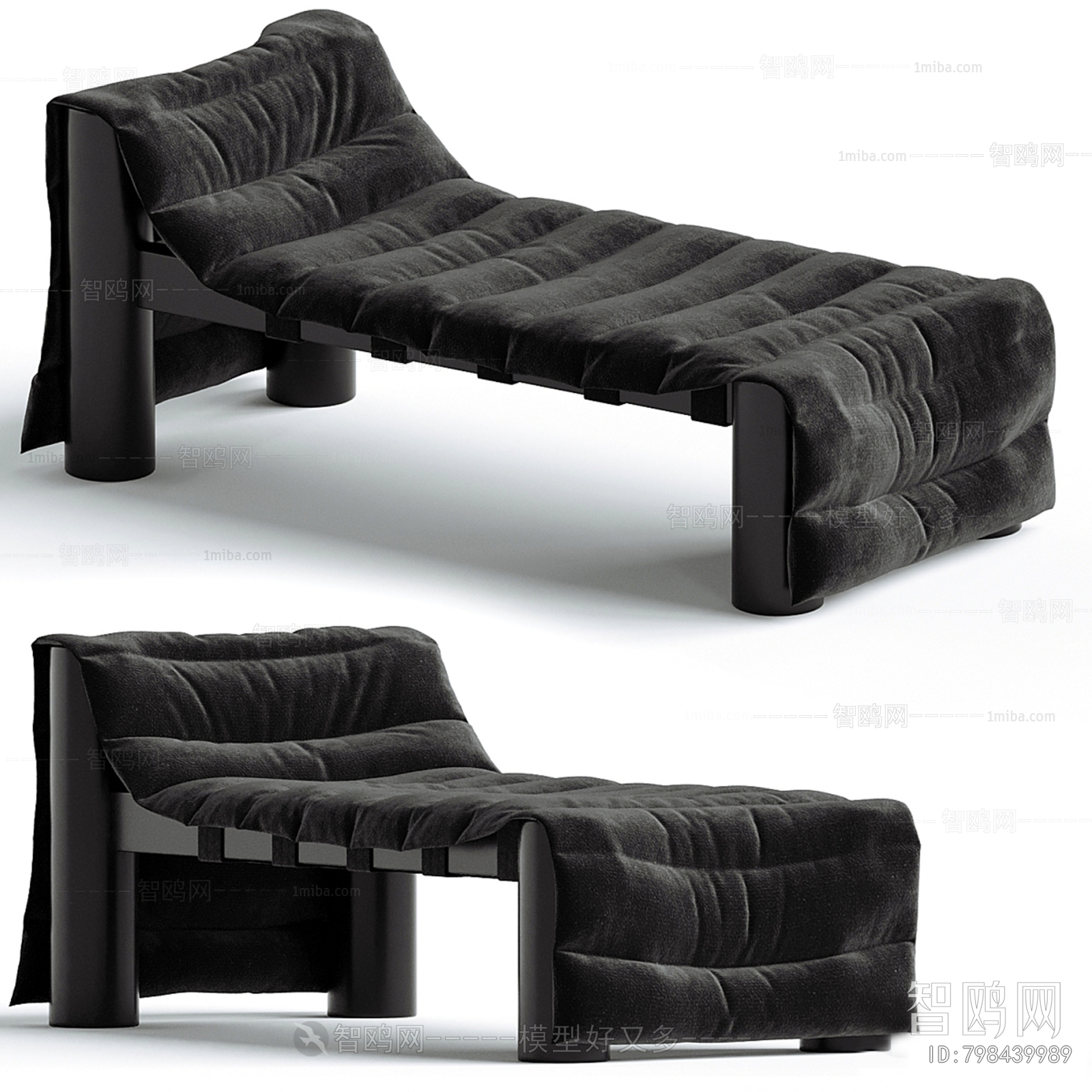 现代黑色沙发床