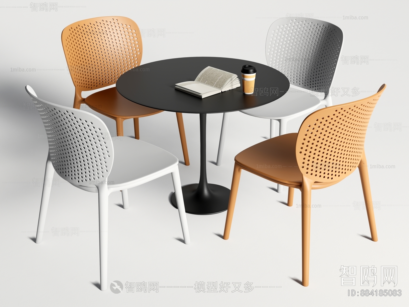 现代圆形休闲桌椅组合