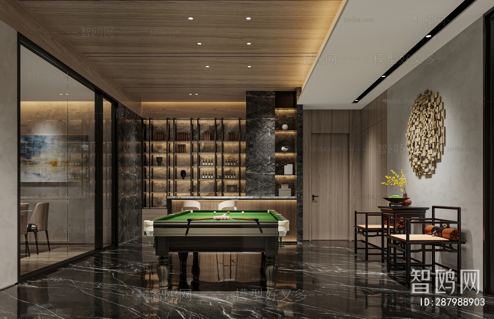 New Chinese Style Billiards Room