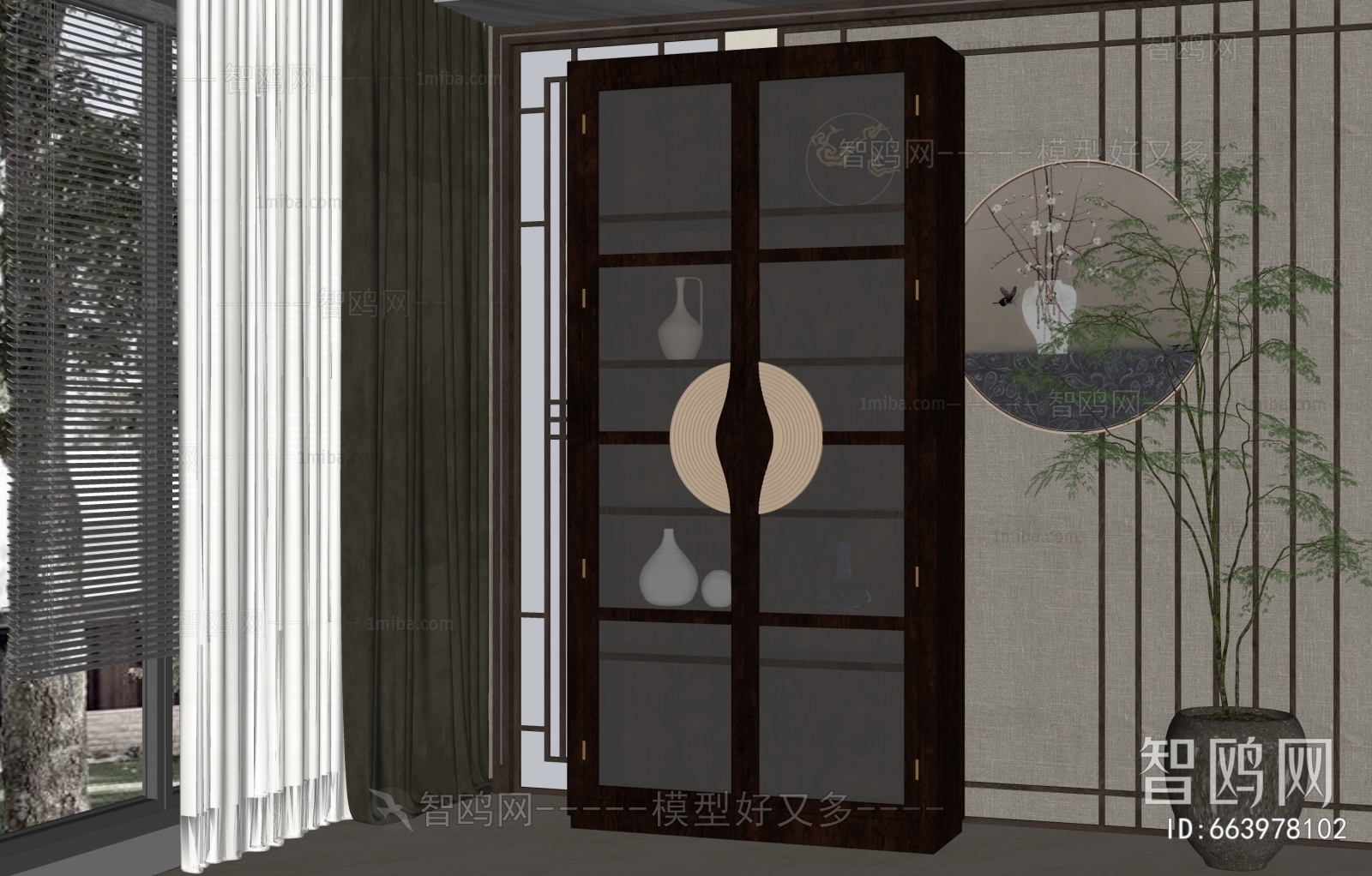 新中式玻璃装饰柜