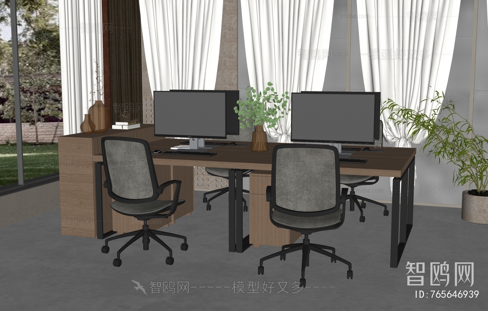 现代工位办公桌椅组合