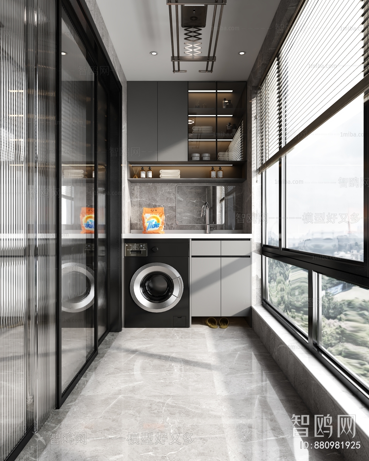 Modern Balcony Laundry Room