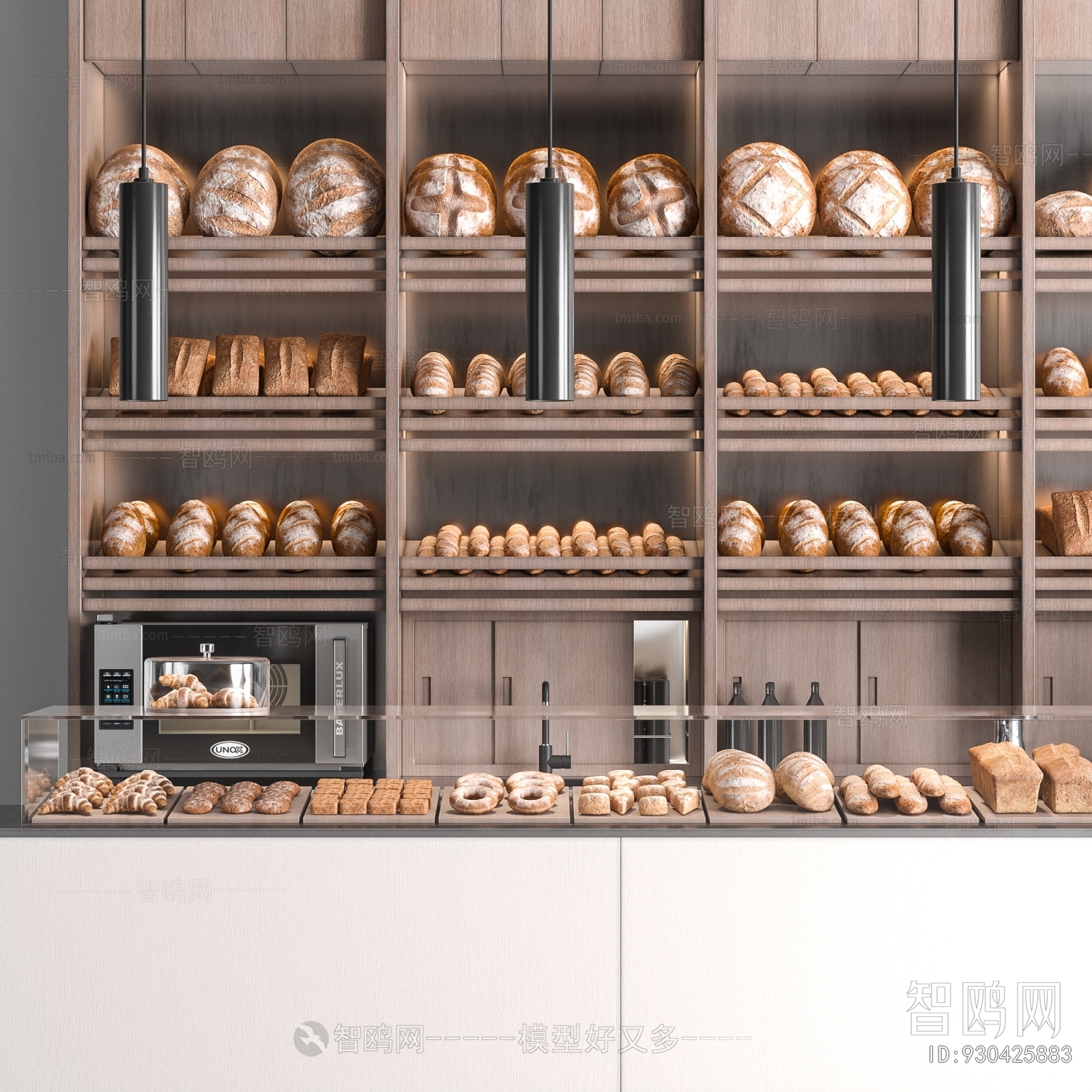 现代面包店柜台展柜