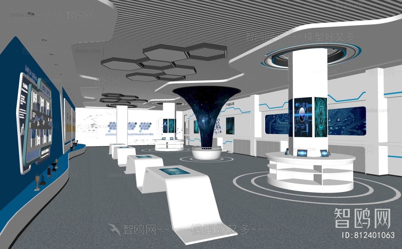 现代科技展厅3D模型下载