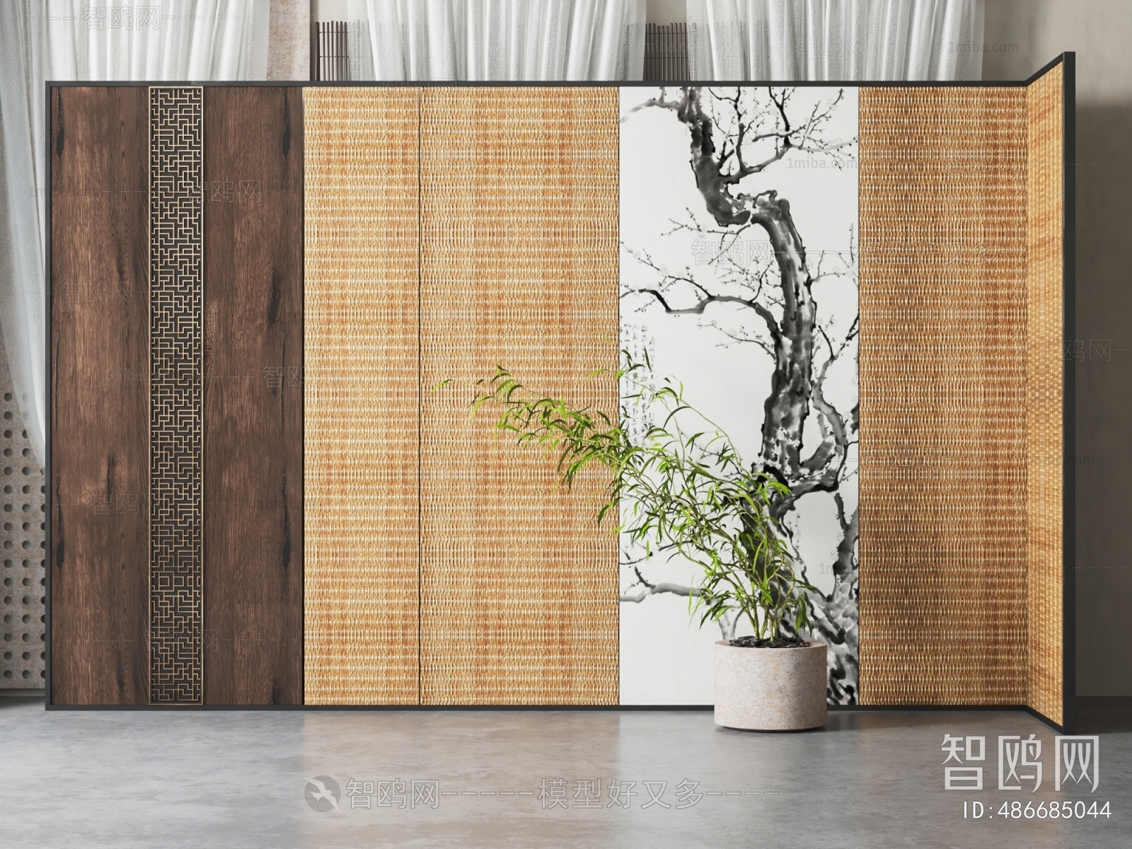 New Chinese Style Wabi-sabi Style Partition