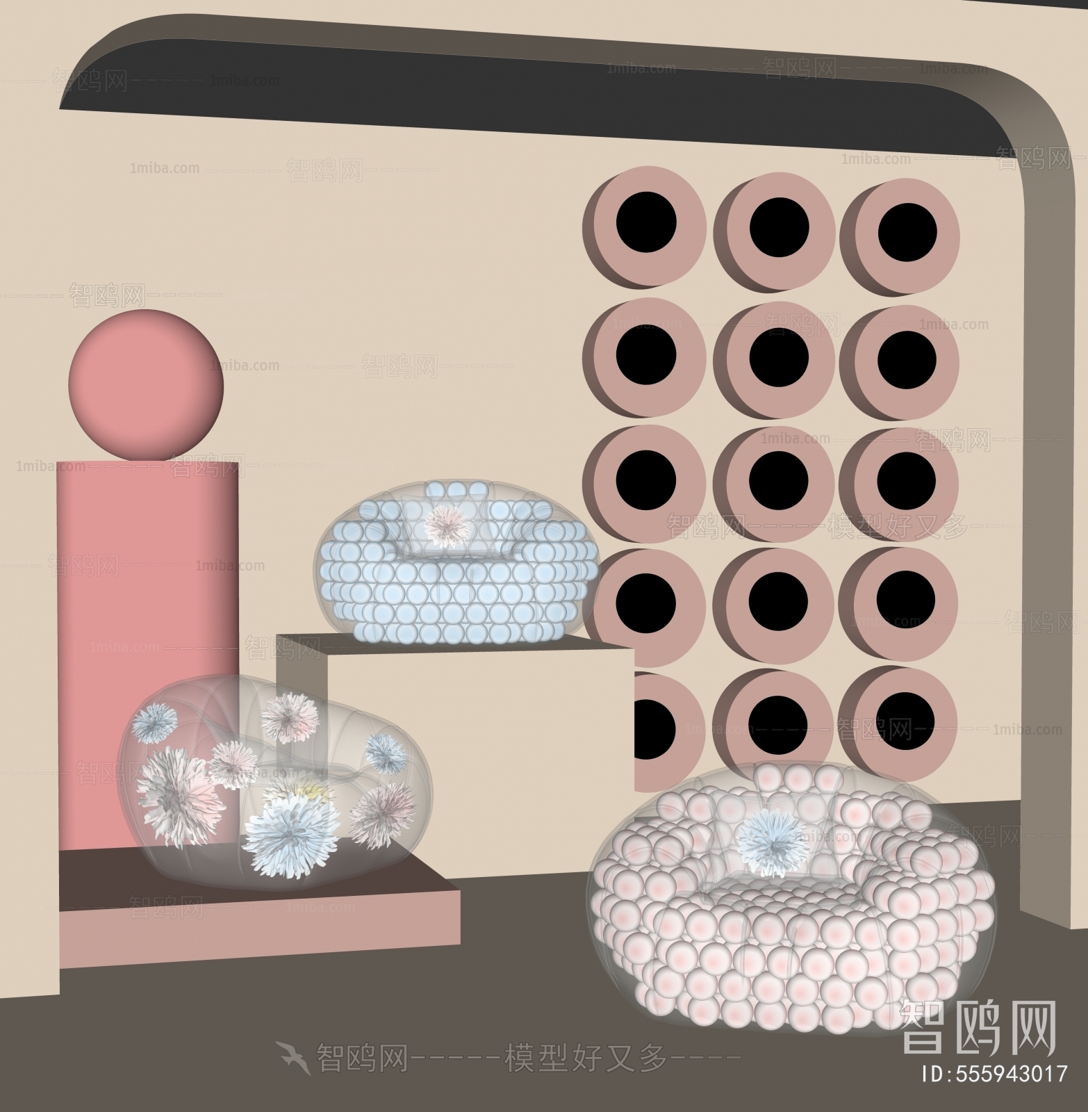 现代粉色充气单人沙发