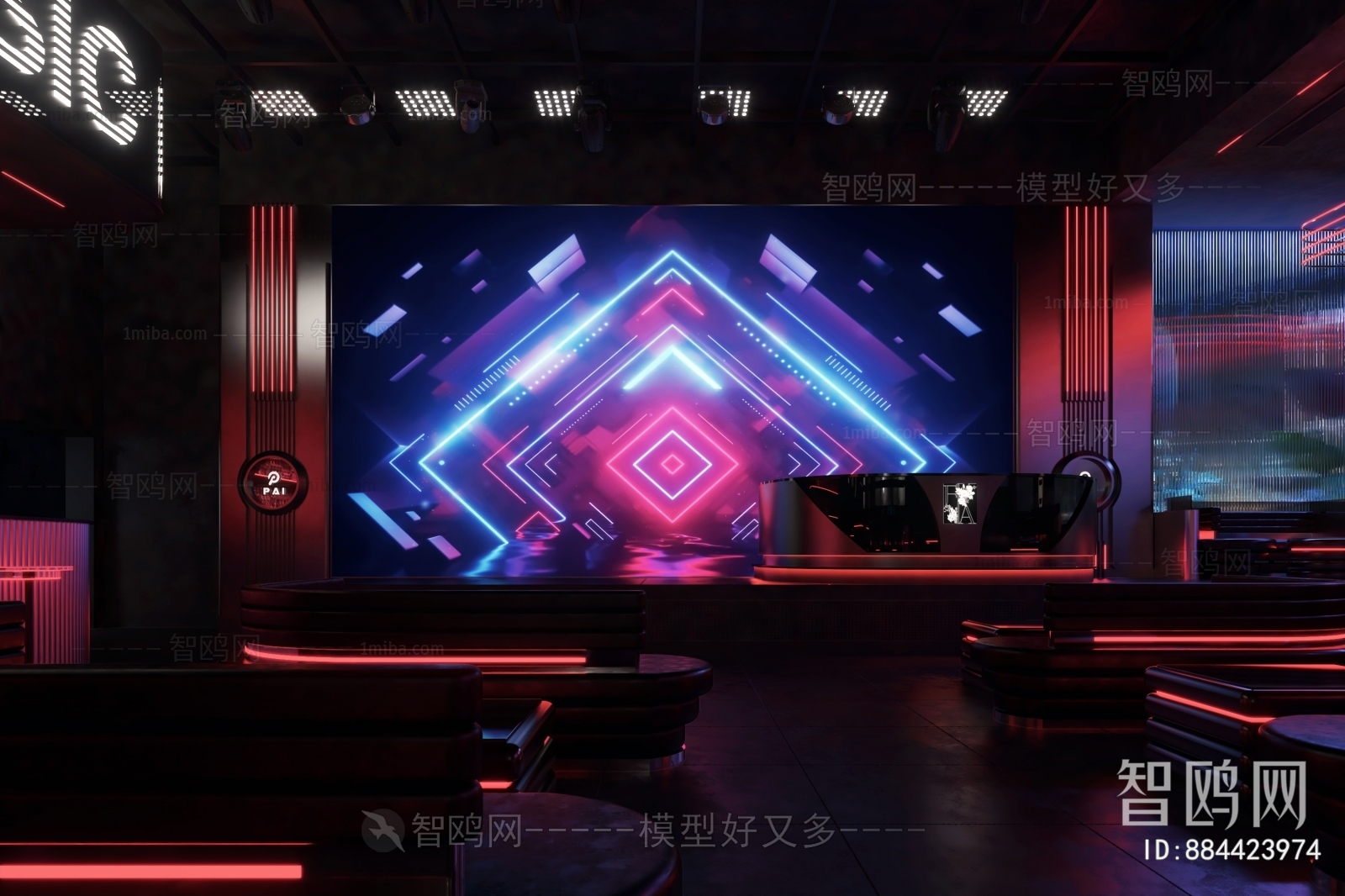 现代酒吧舞台3D模型下载