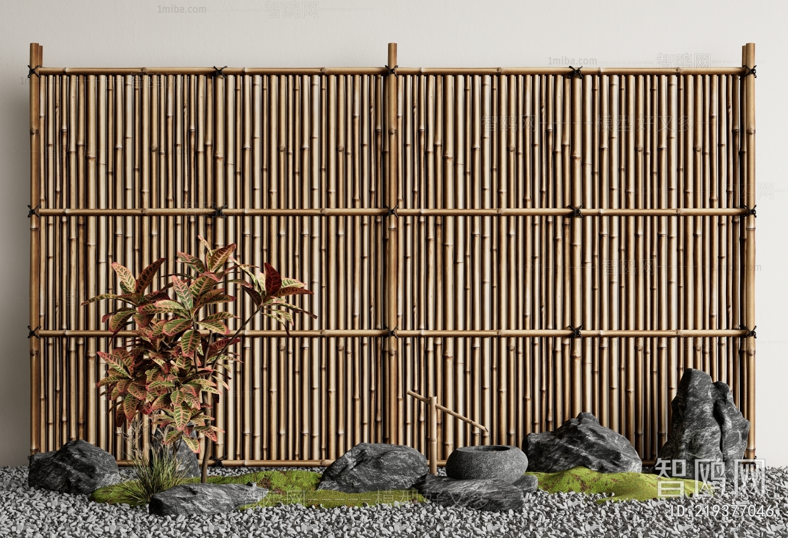 现代竹篱笆隔断栏杆 水景小品