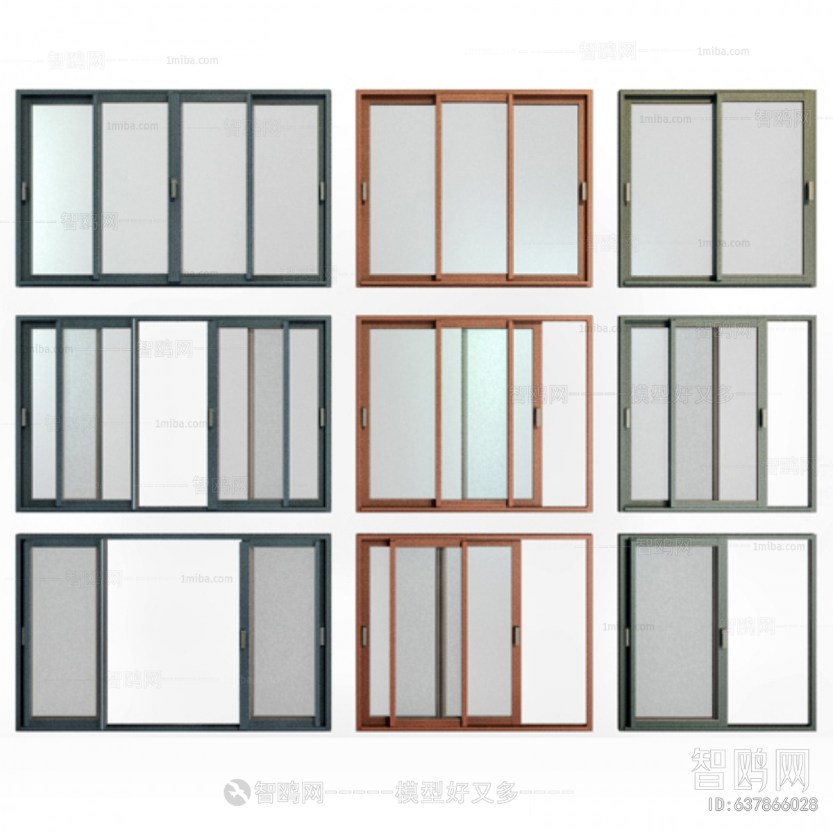 现代滑动彩色玻璃铝窗户