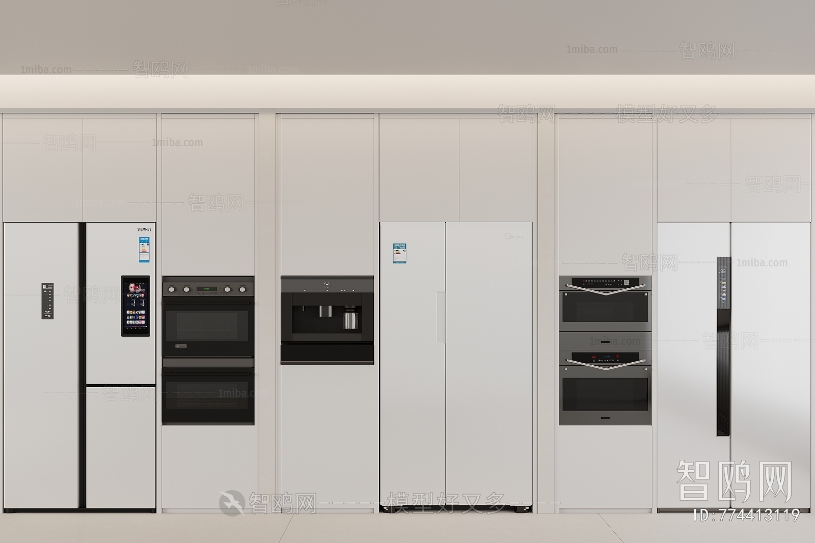 现代嵌入式冰箱烤箱消毒柜