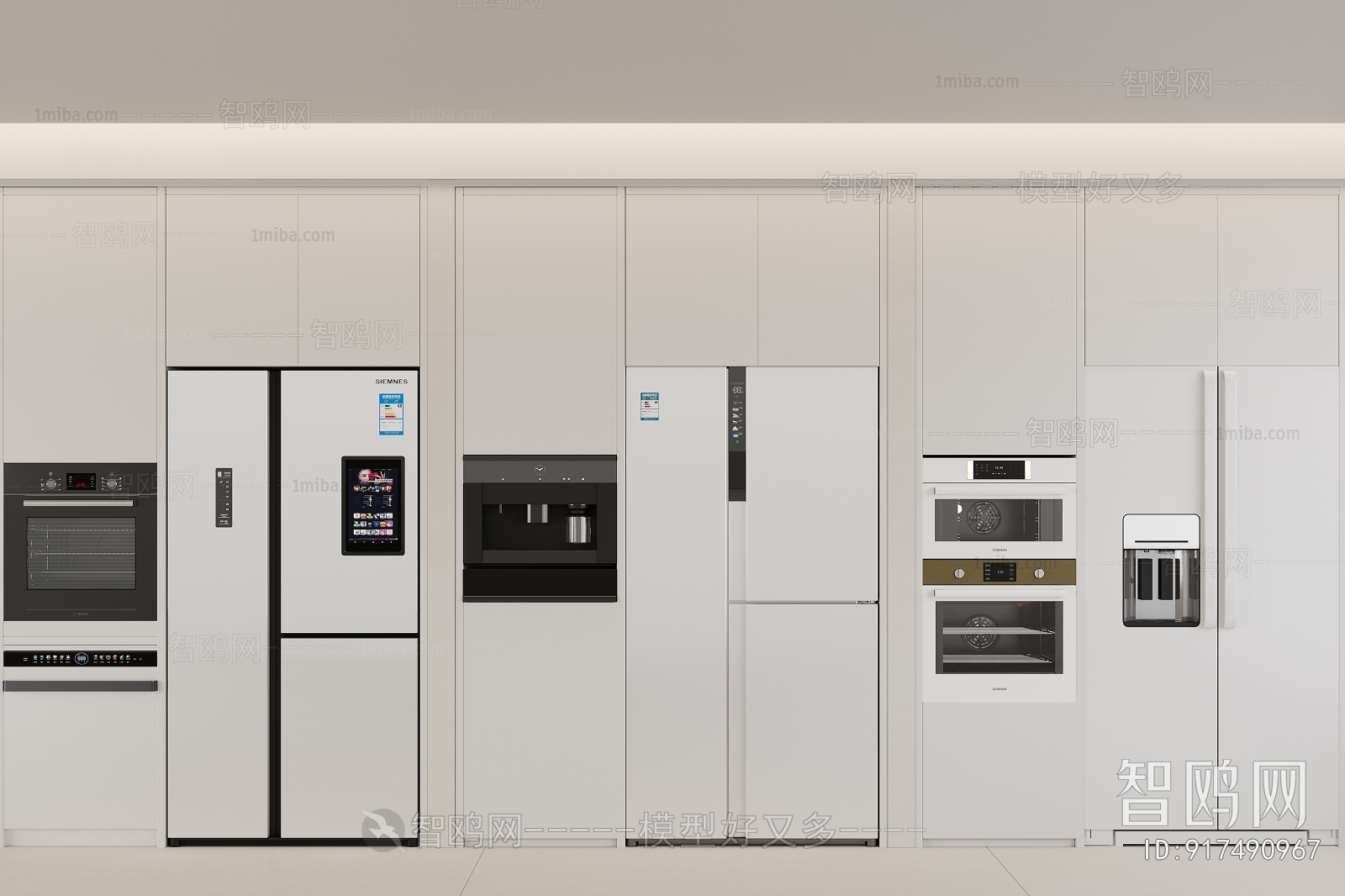 现代嵌入式冰箱烤箱消毒柜