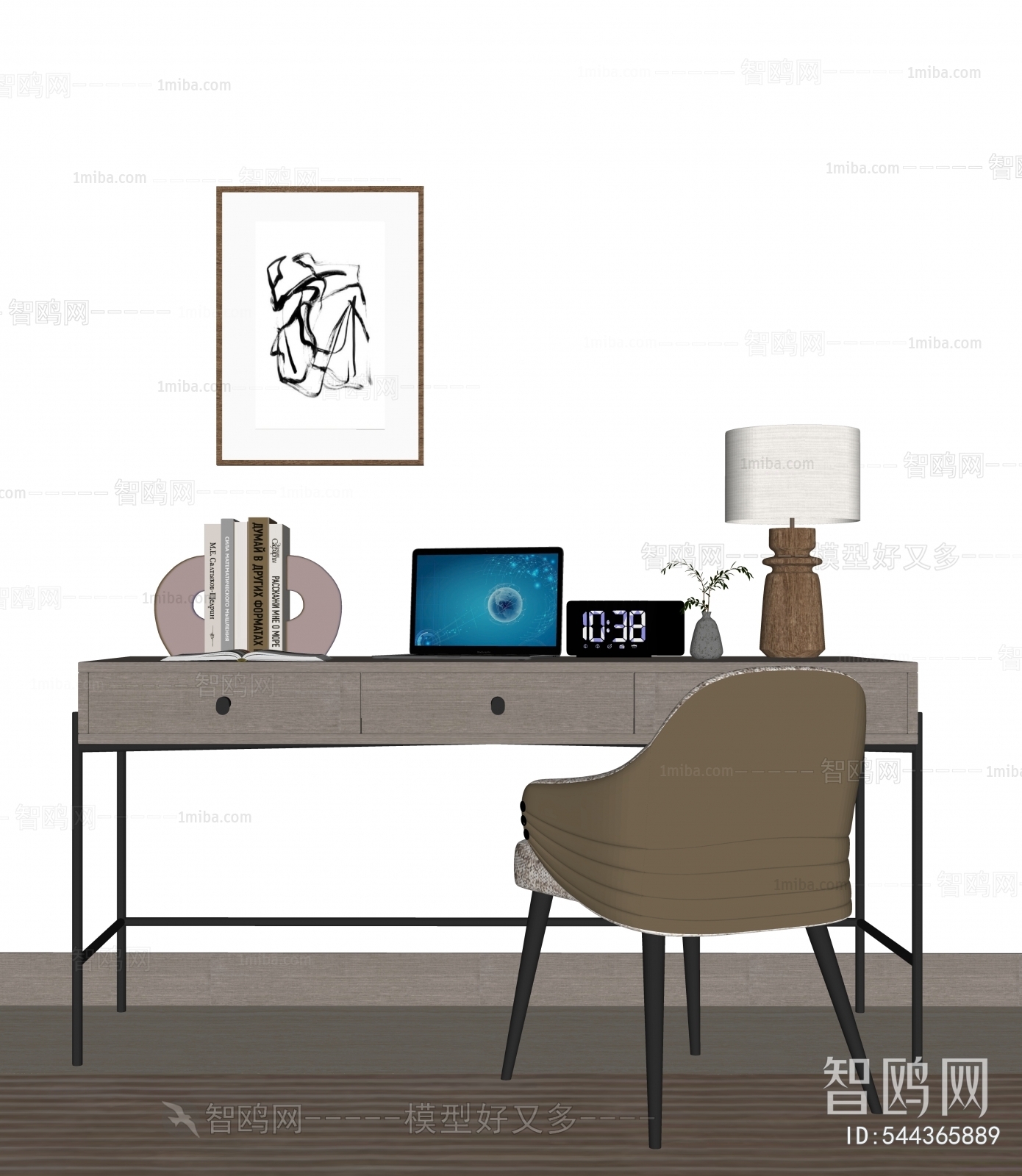 现代书桌椅 挂画