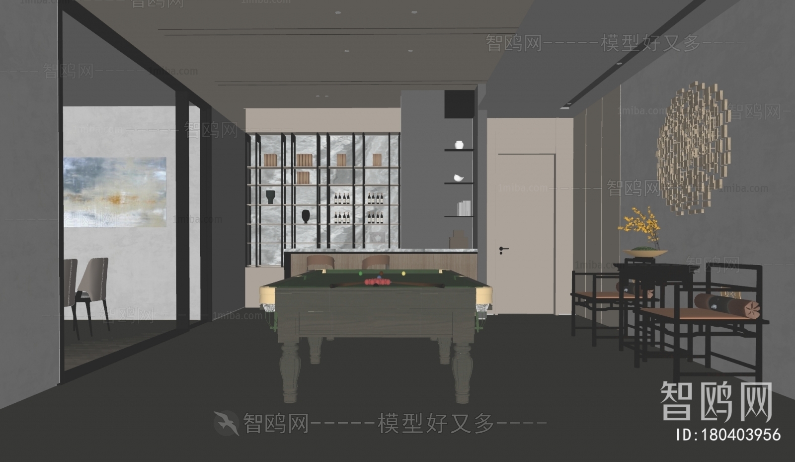 New Chinese Style Billiards Room