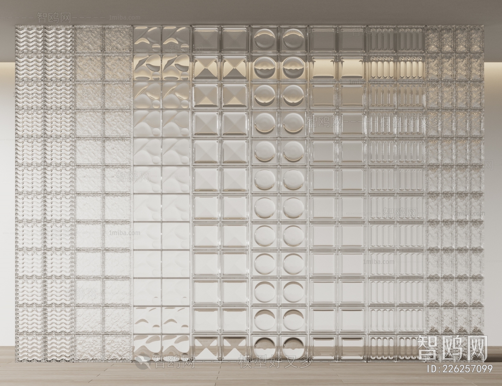 现代玻璃砖隔断3D模型下载