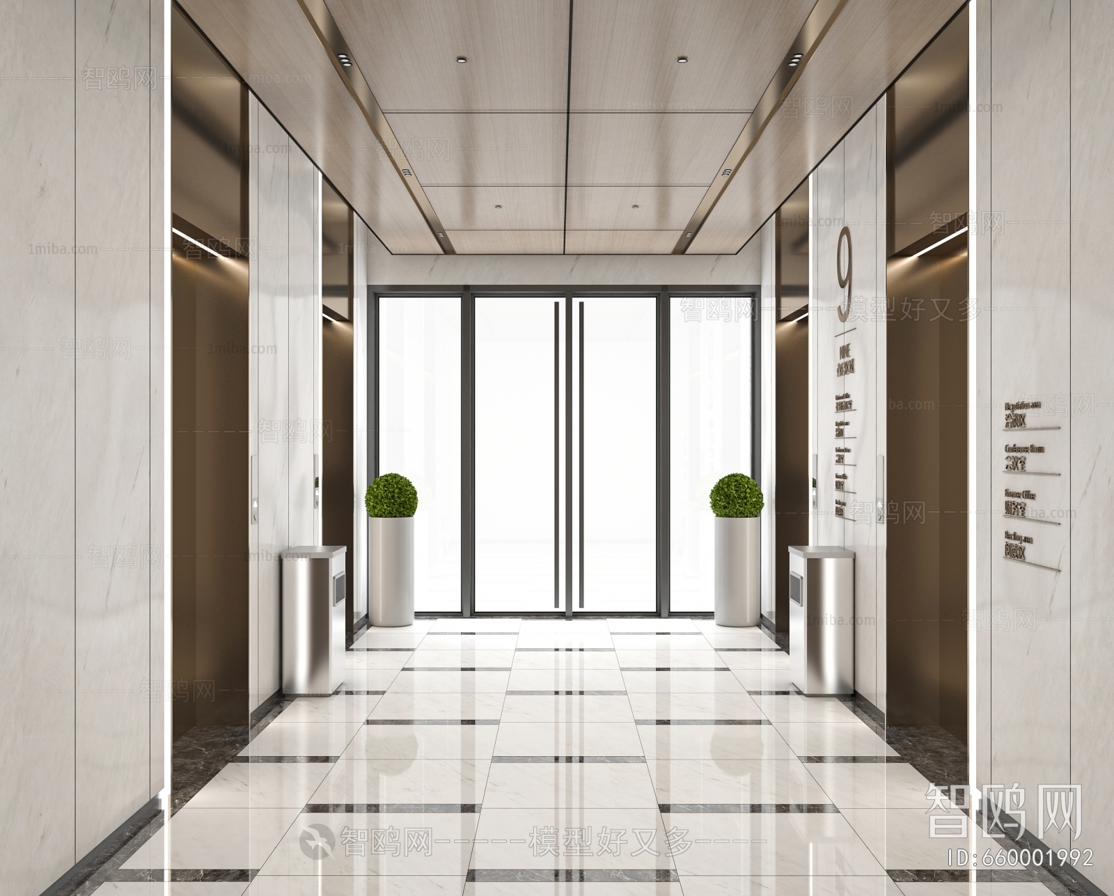 Modern Office Elevator Hall