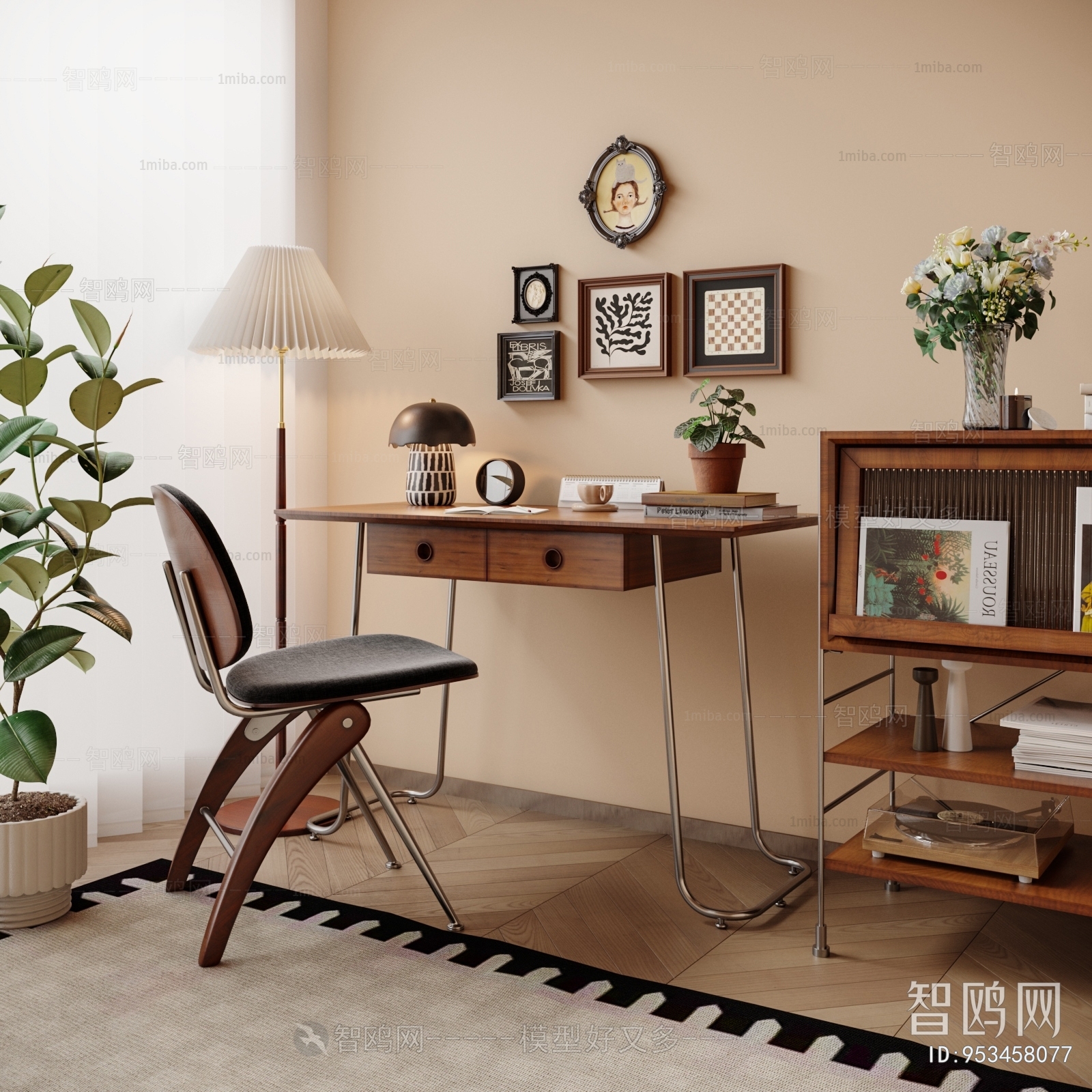 Wabi-sabi Style Computer Desk And Chair