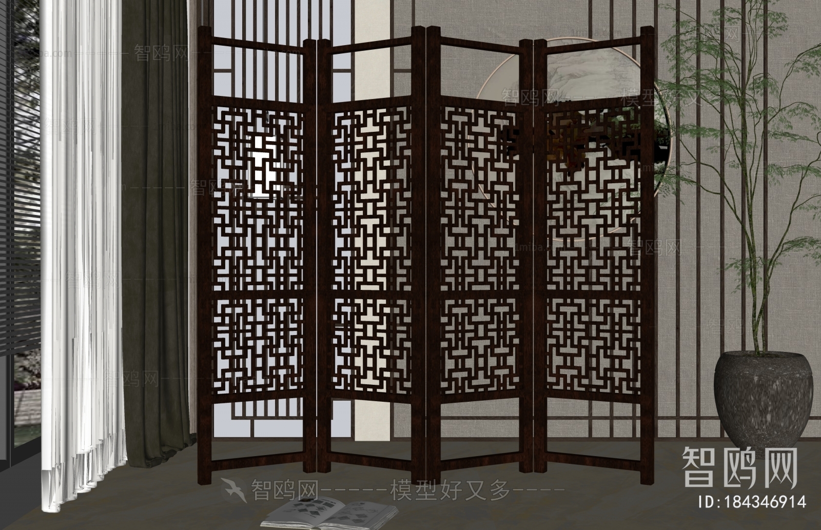 New Chinese Style Wooden Screen Partition