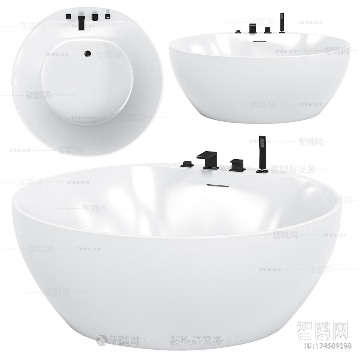 现代圆形浴缸