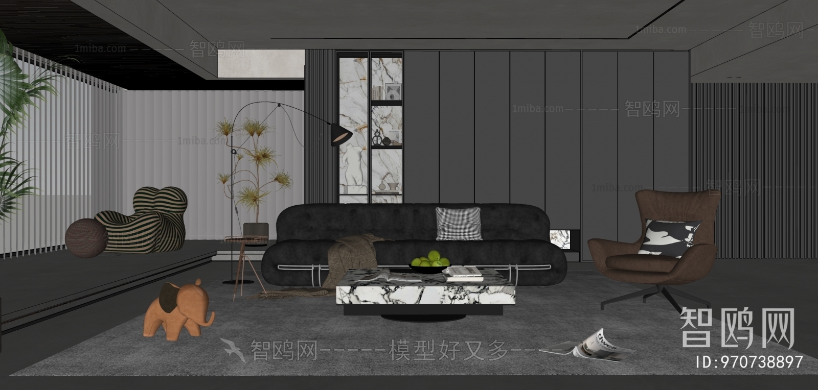 Modern Wabi-sabi Style A Living Room