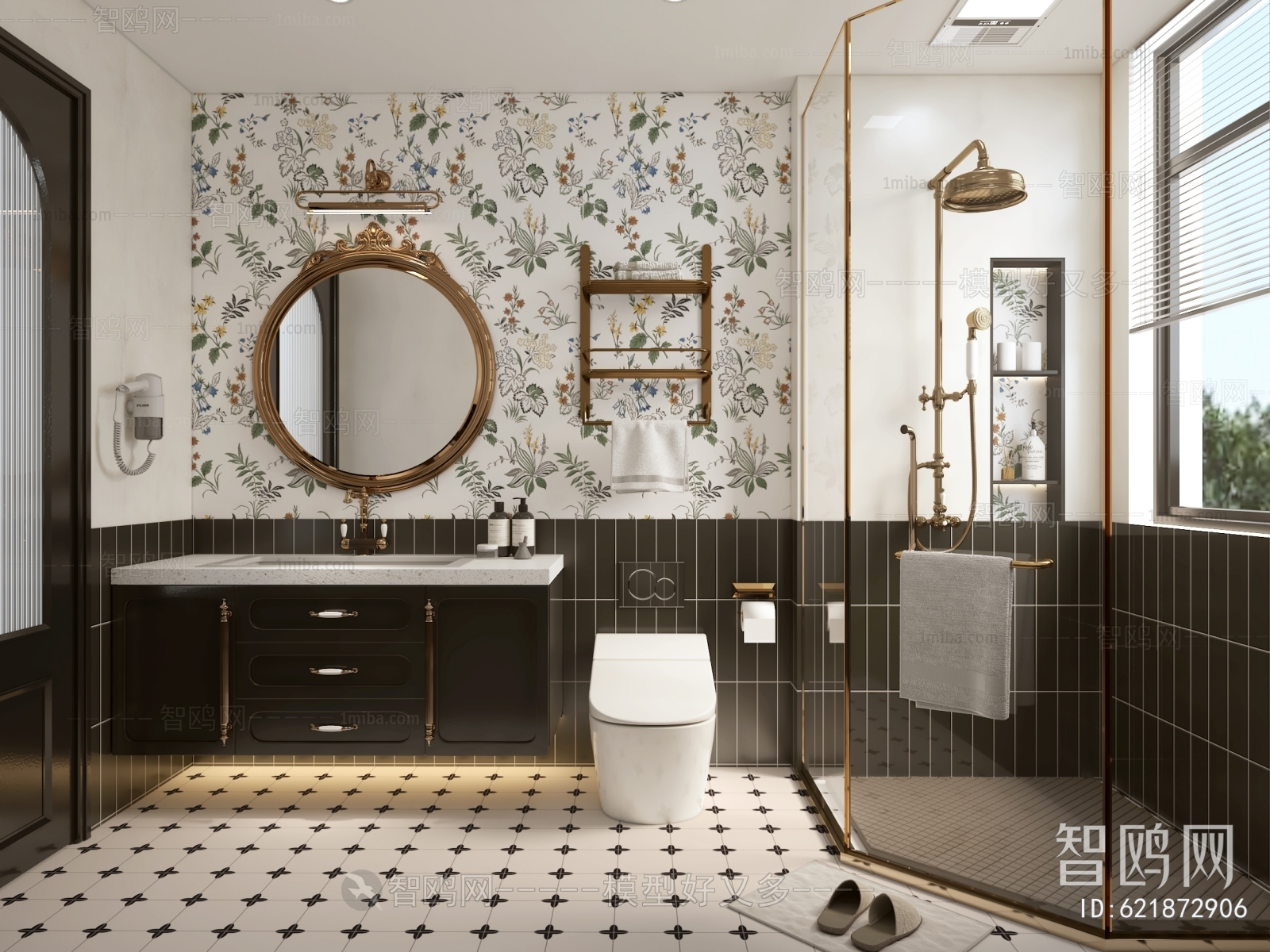法式卫生间浴室3D模型下载