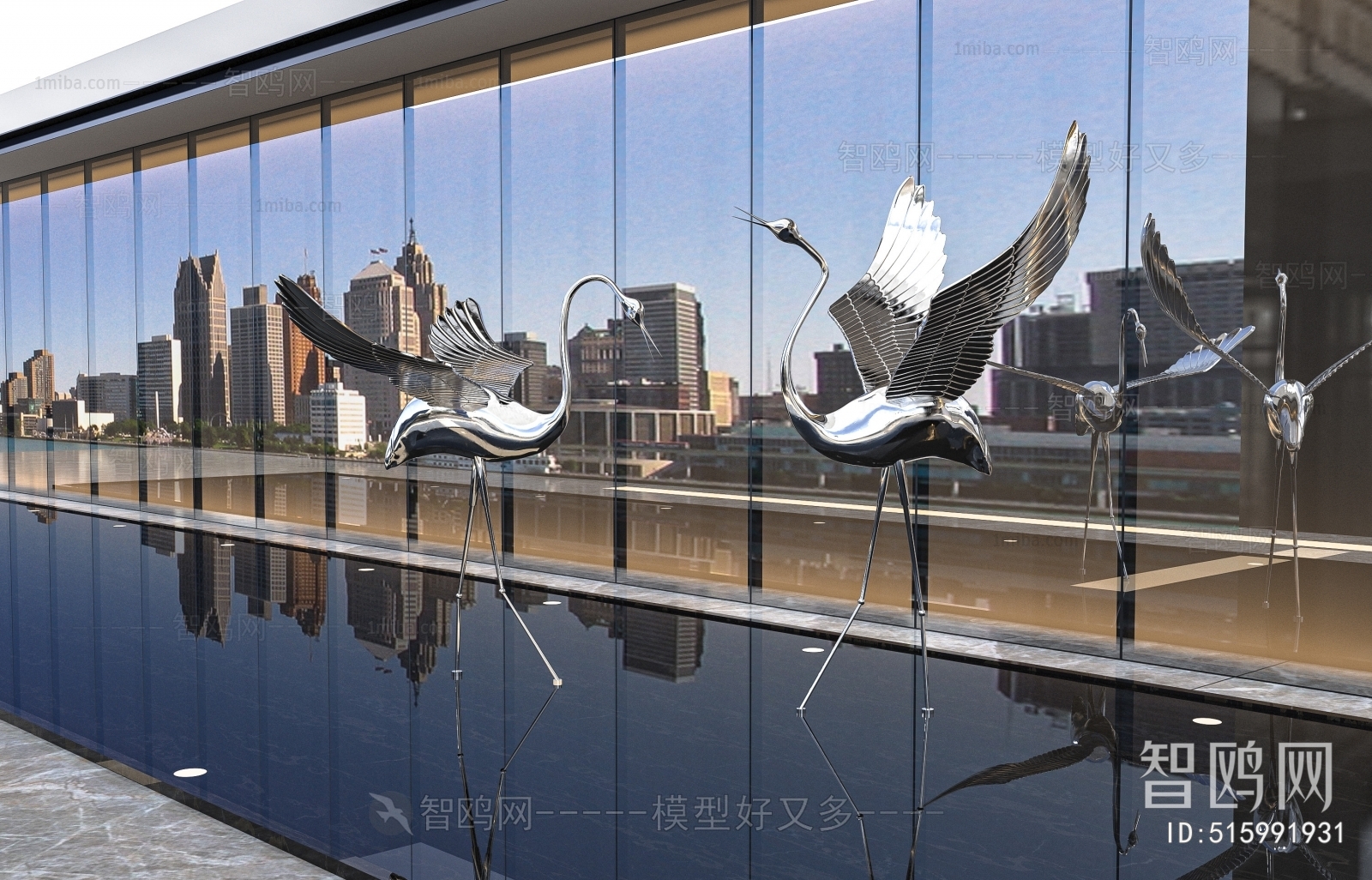 现代景观雕塑鹤组合