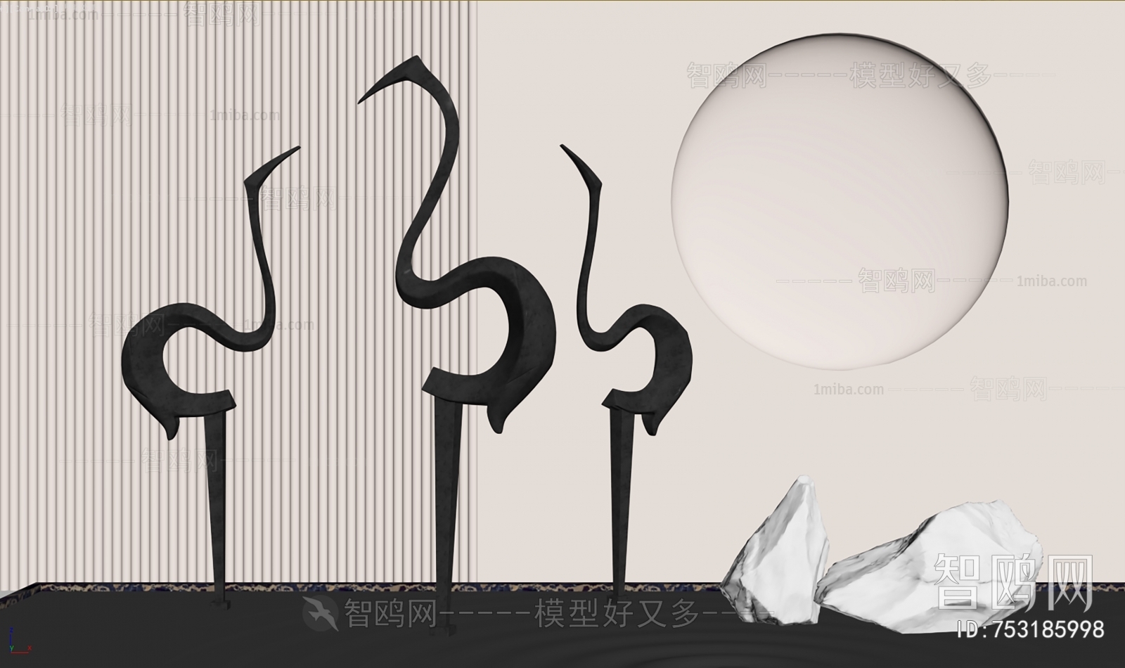 现代抽象仙鹤雕塑