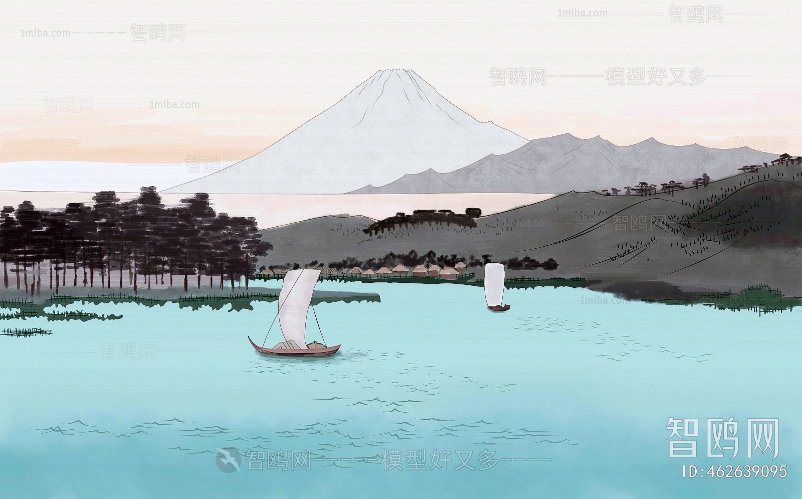 中式山水风景壁纸壁画