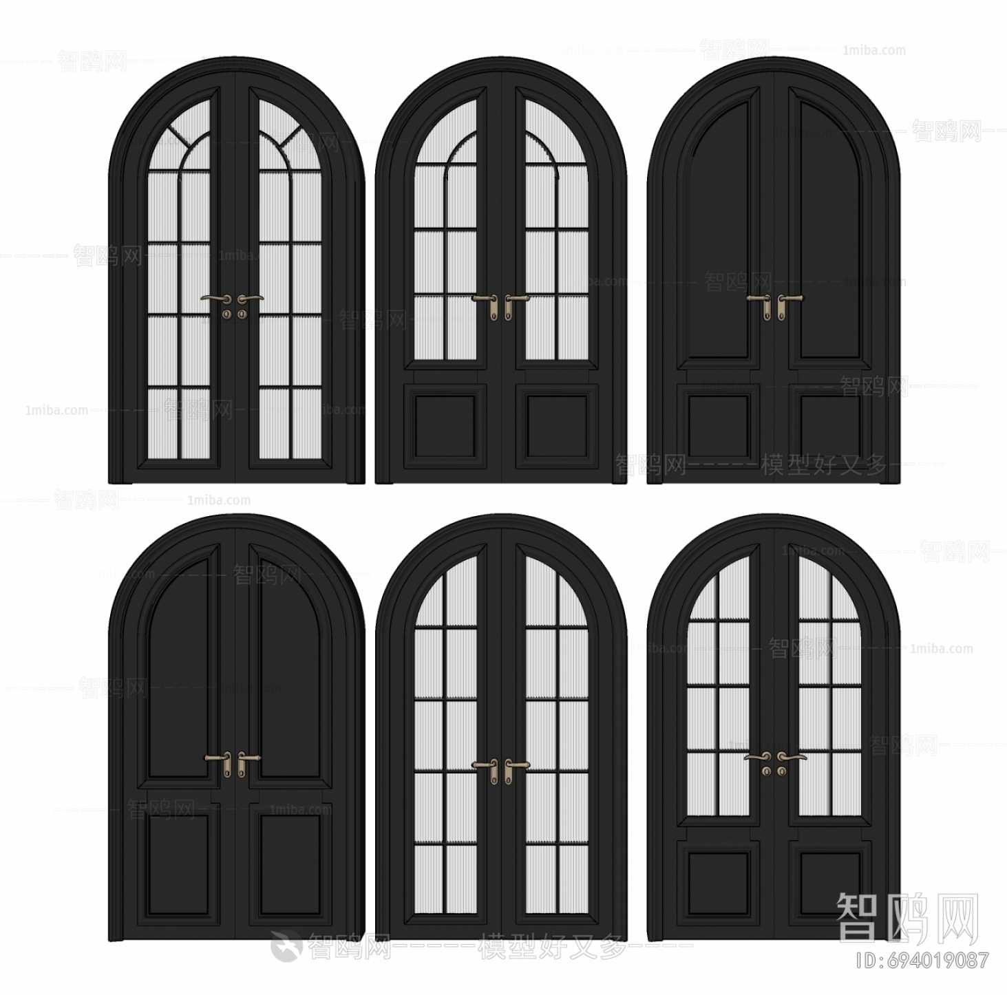法式玻璃拱形双开门组合