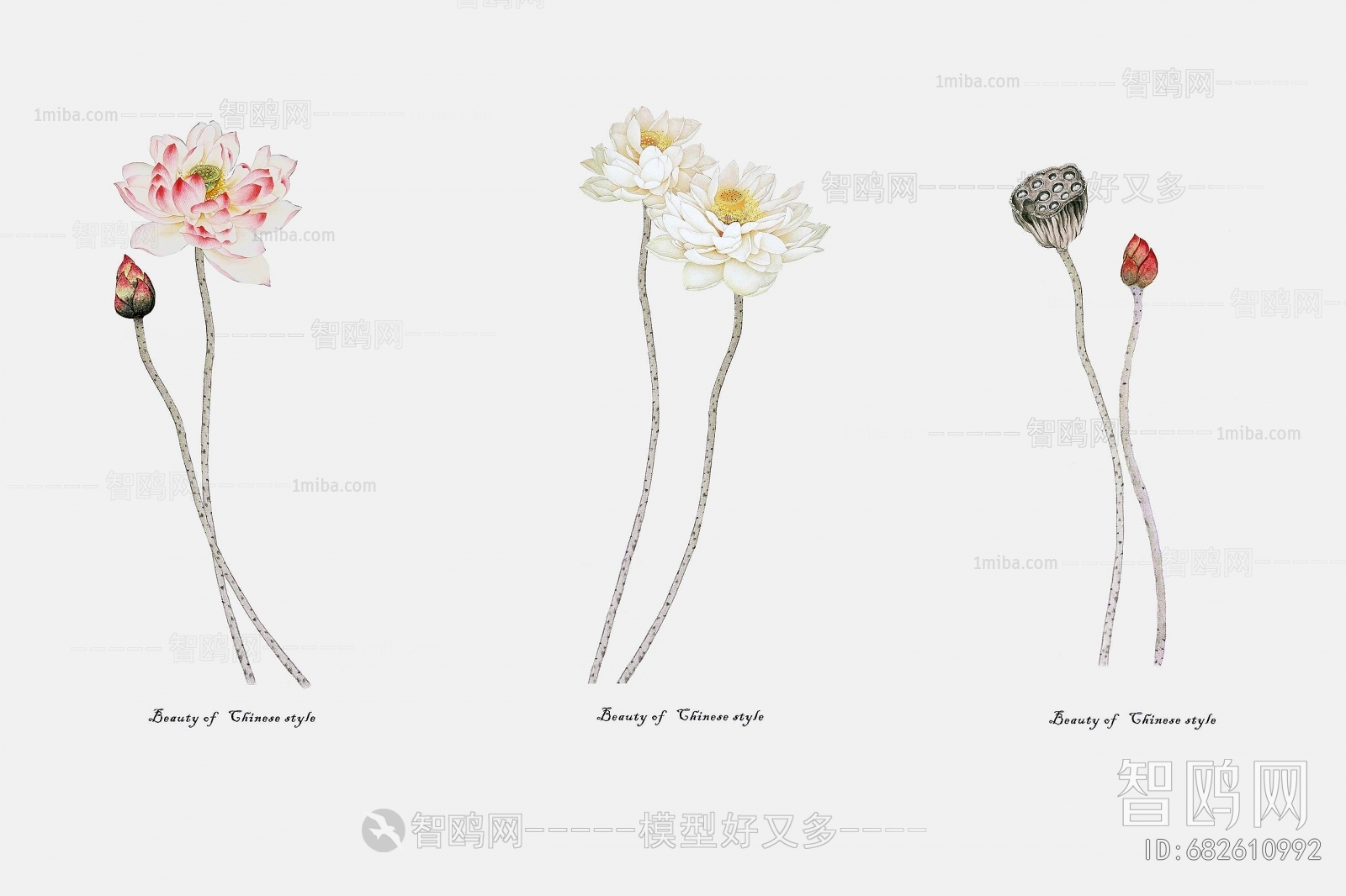 新中式荷叶荷花壁纸壁画