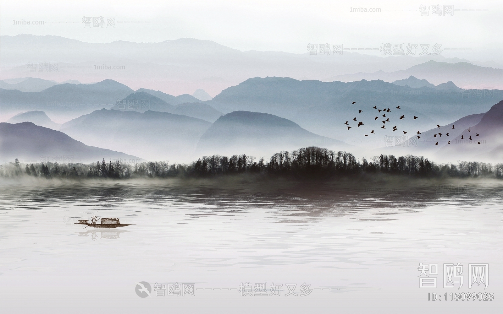中式山水风景壁纸壁画